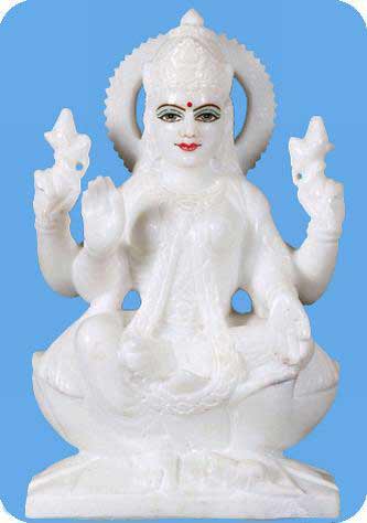 Hindu Goddess of wealth Lakshmi Statue Holding Lotus Flowers