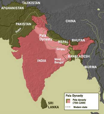 Map of India and the Pala dynasty