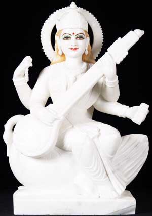 Marble Hindu Goddess Saraswati Statue