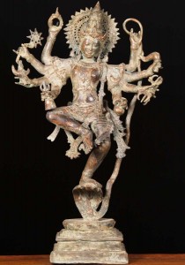 Brass  Krishna statue dancing on Kaliya the serpent