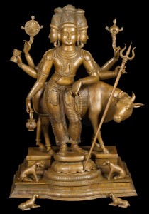 Bronze Hindu God Dattatreya statue