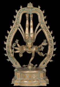 Bronze statue of Lord Shiva bringing the Goddess Ganga down to the earth in his matted hair Shiva bronze statue