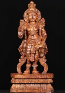 Wooden Lord Ayyappa Statue