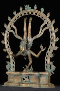 Bronze Shiva statue descending to the earth with Ganga