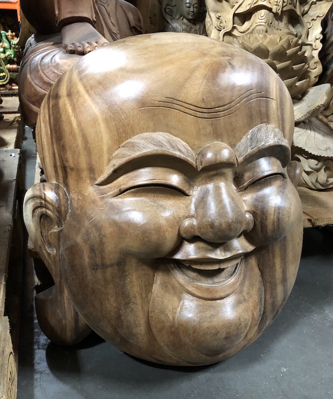 The first fat and happy Buddha mask we unwrapped from this shipment.  Beautiful!