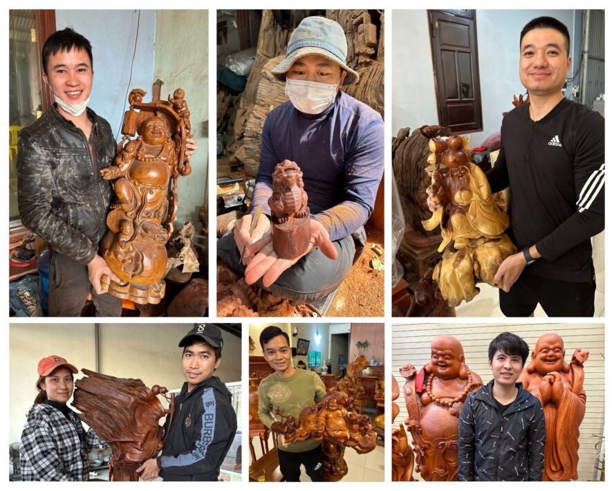 Collage of wood artists in Vietnam.