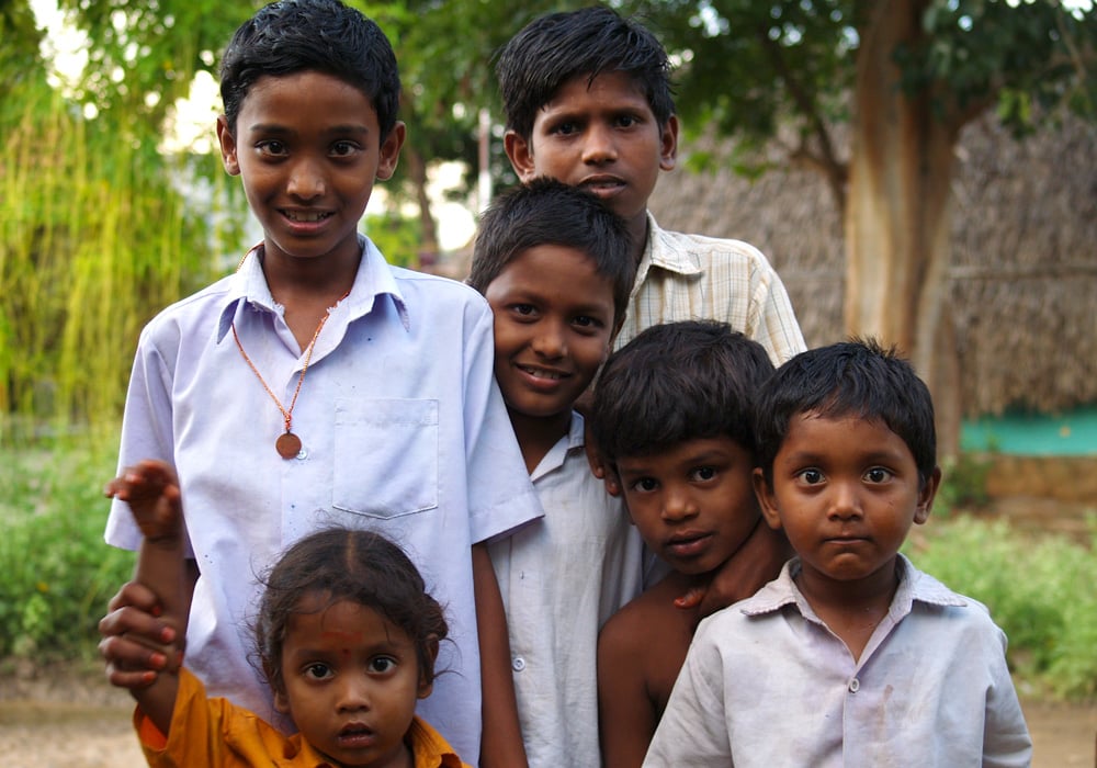 Children outside the home of my friend Varadaraj in his village in Tamil Nadu