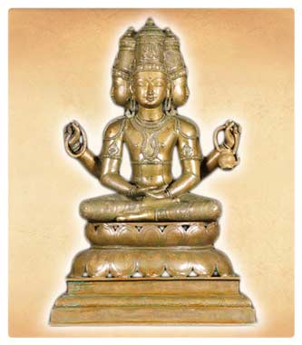 Meditating Hindu God Brahma Statue