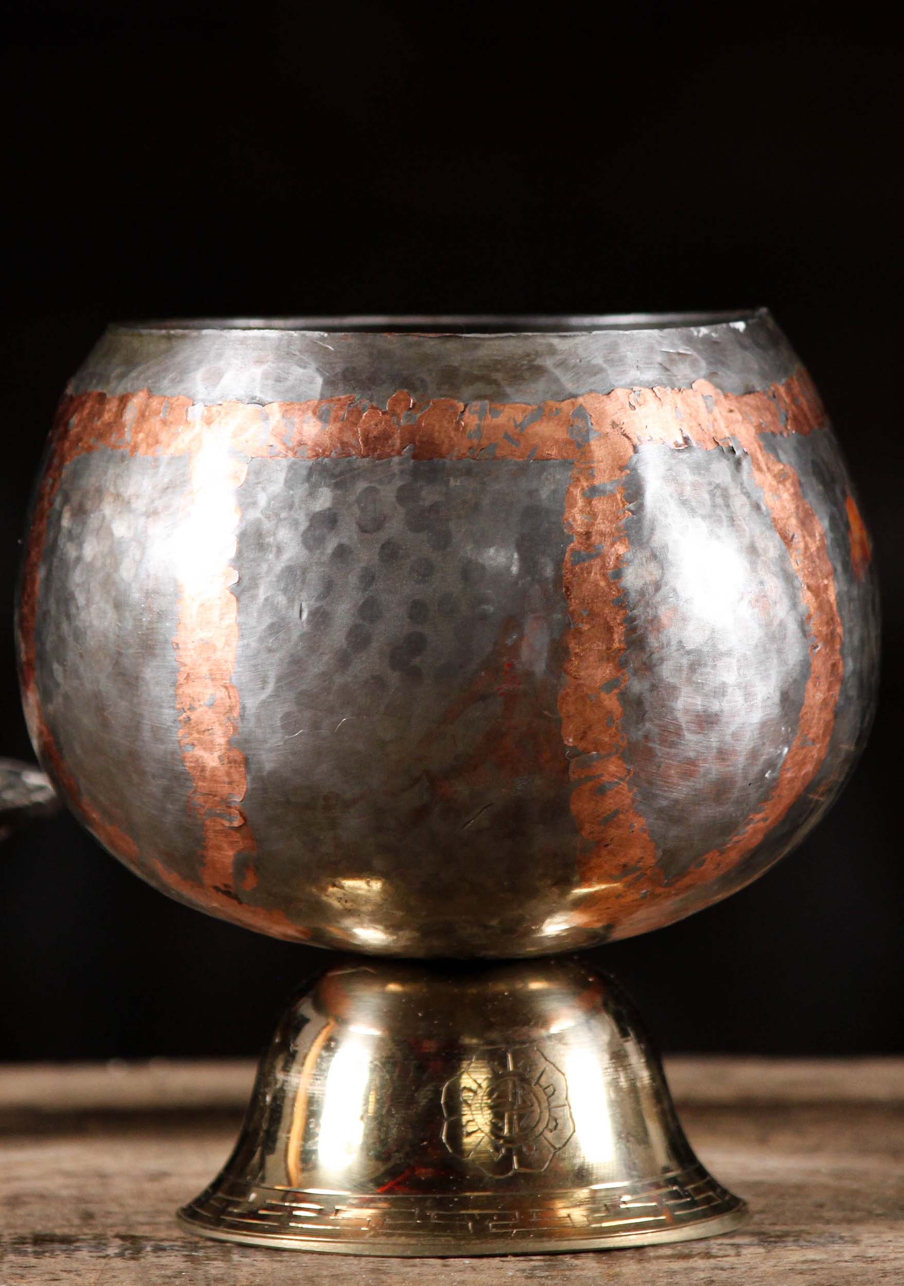 Copper Unique Alms Bowl for Buddhist Monk Hand Crafted in Bangkok 6"