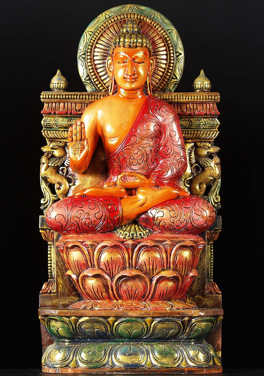 Abhaya Buddha Wood Carving 36"