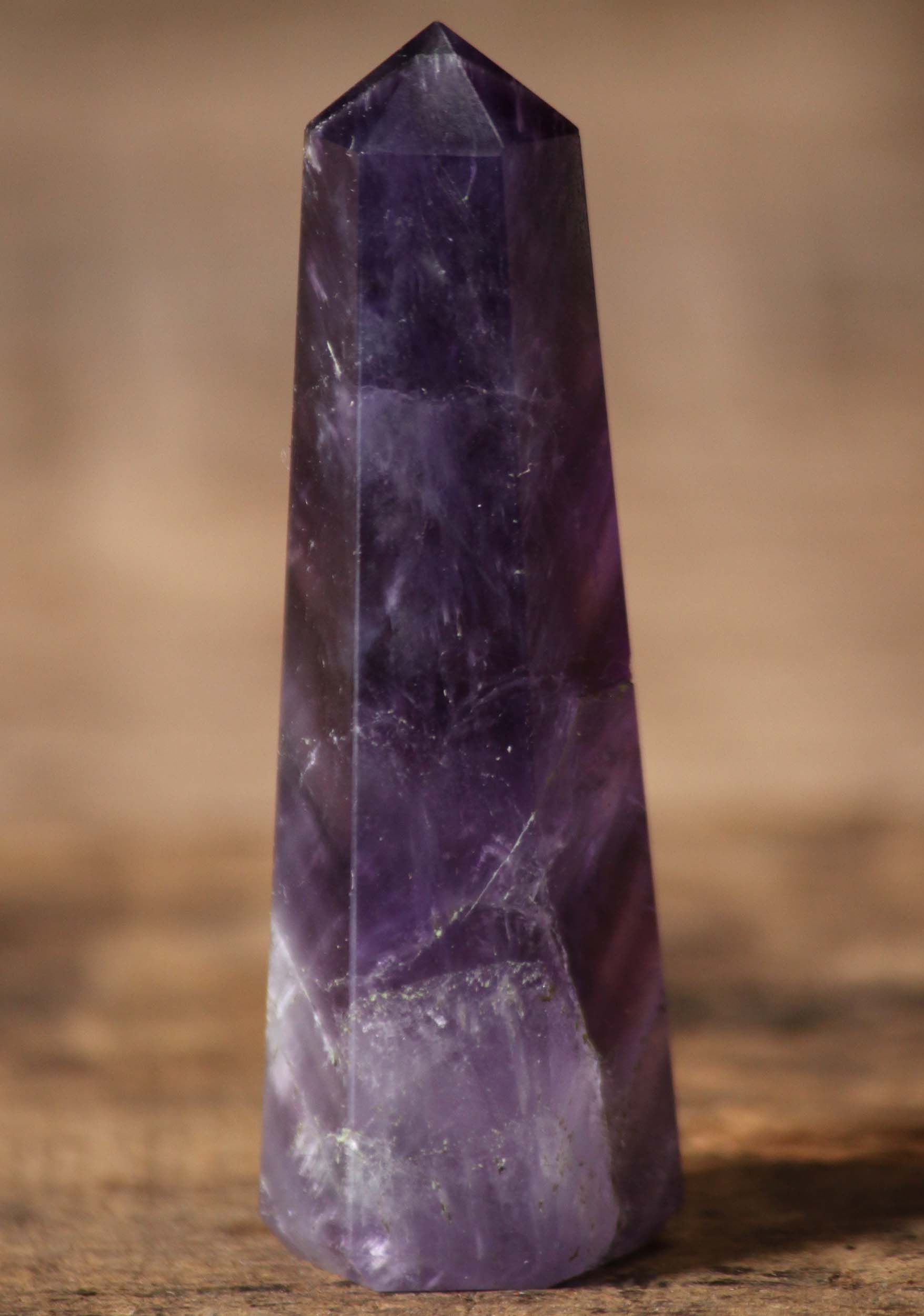 Small Amethyst Crystal Tower Pyramid - Purifying Mind & Clearing Negitive Energy 2.5"