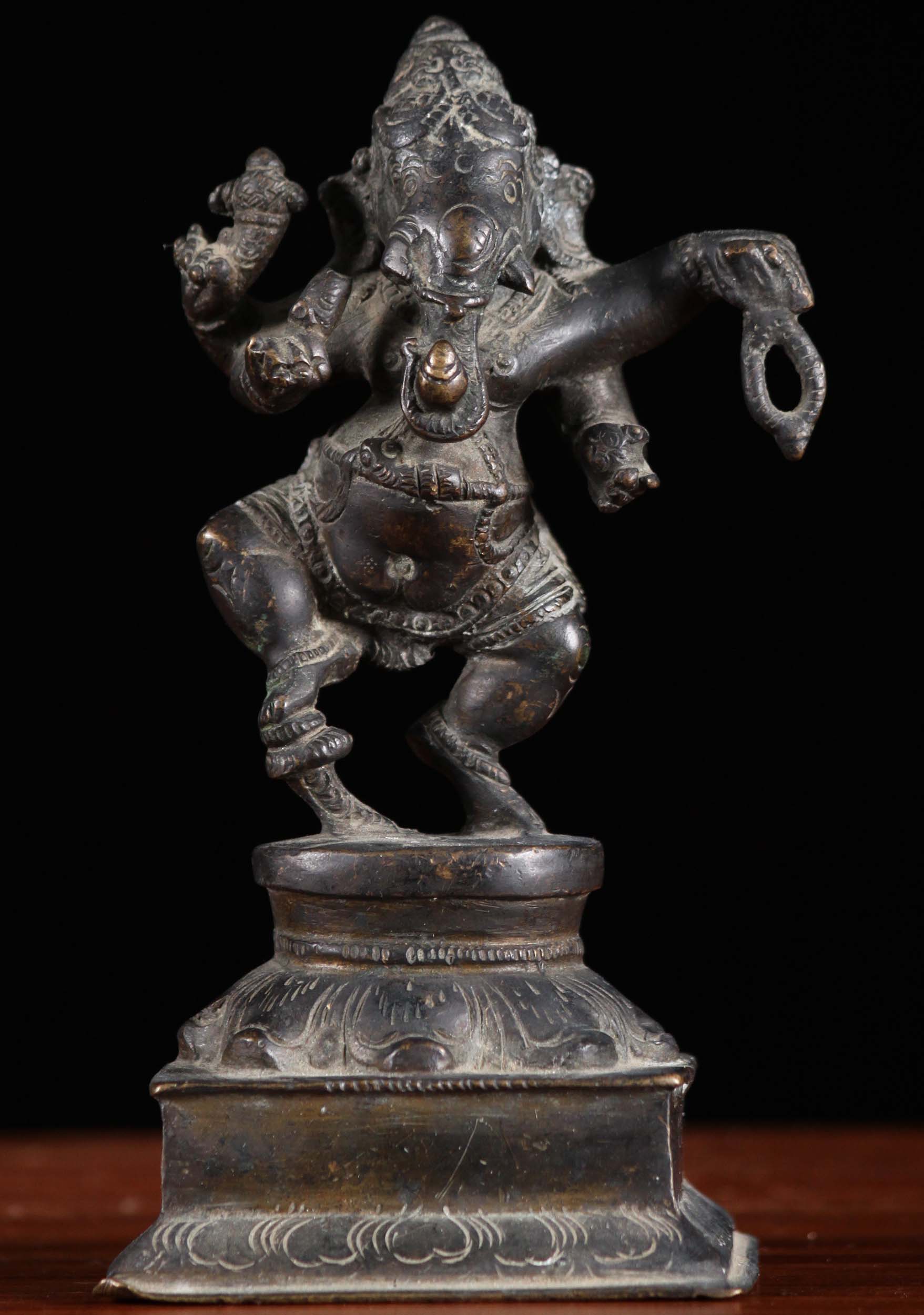 Brass sitting lord ganesha murti indian hand made statue 