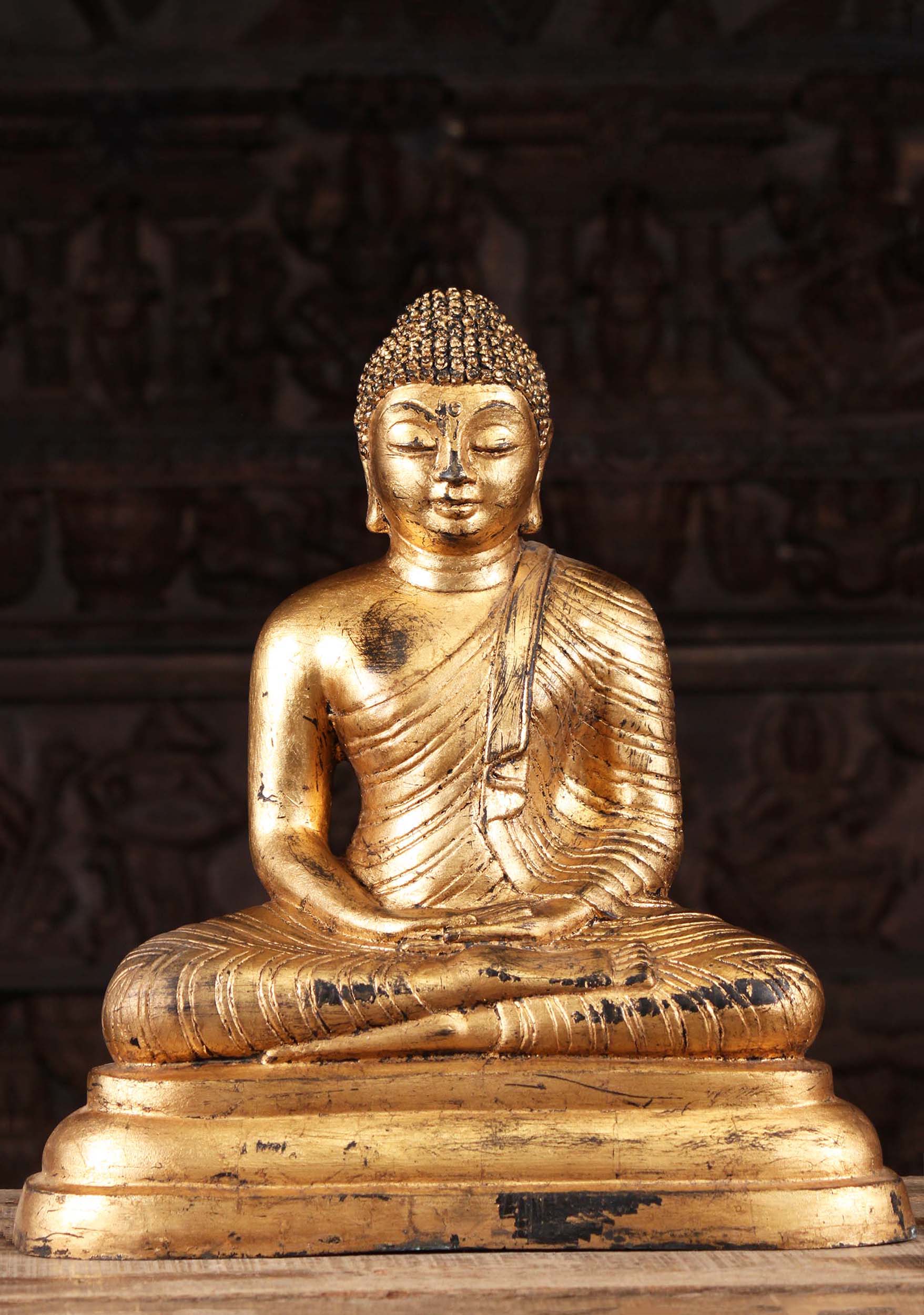 Brass Sri Lankan Meditating Buddha Statue 19