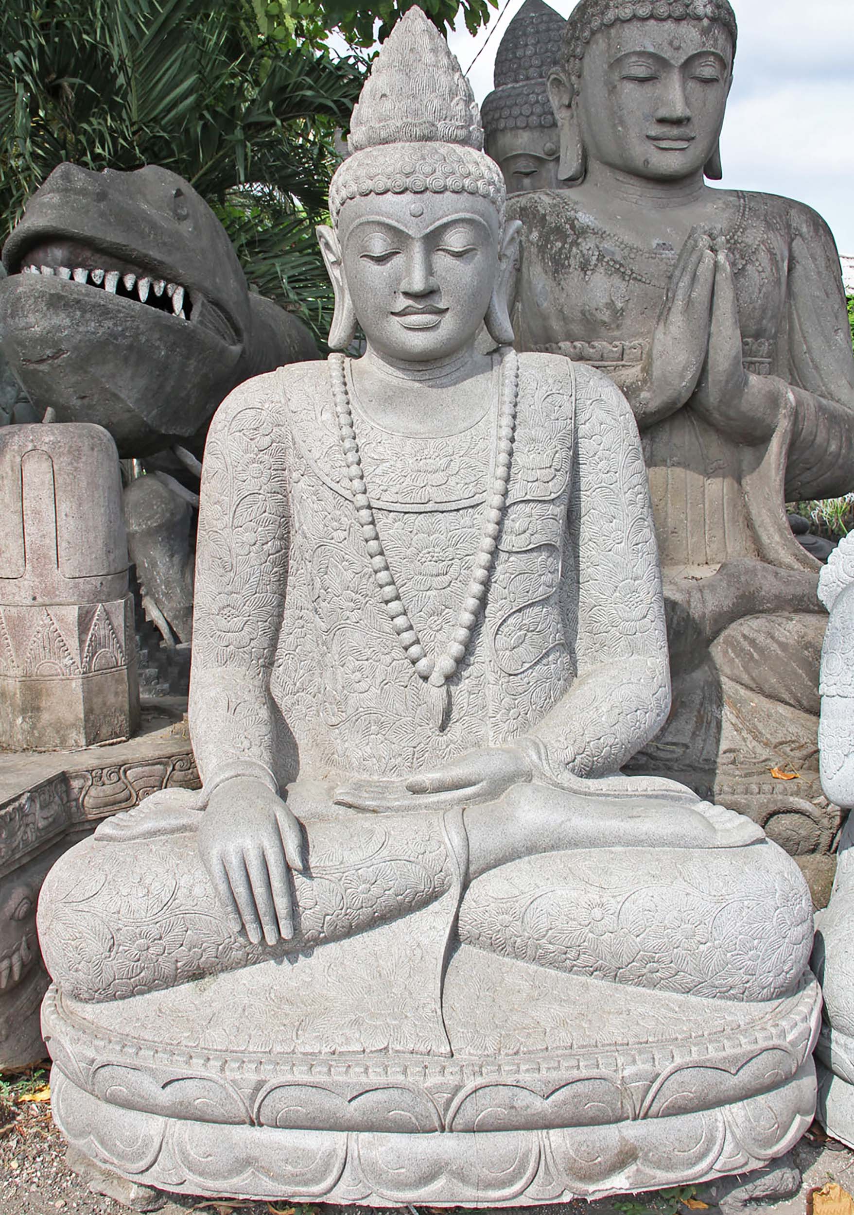 Large Stone Garden Buddha Sculpture 75"