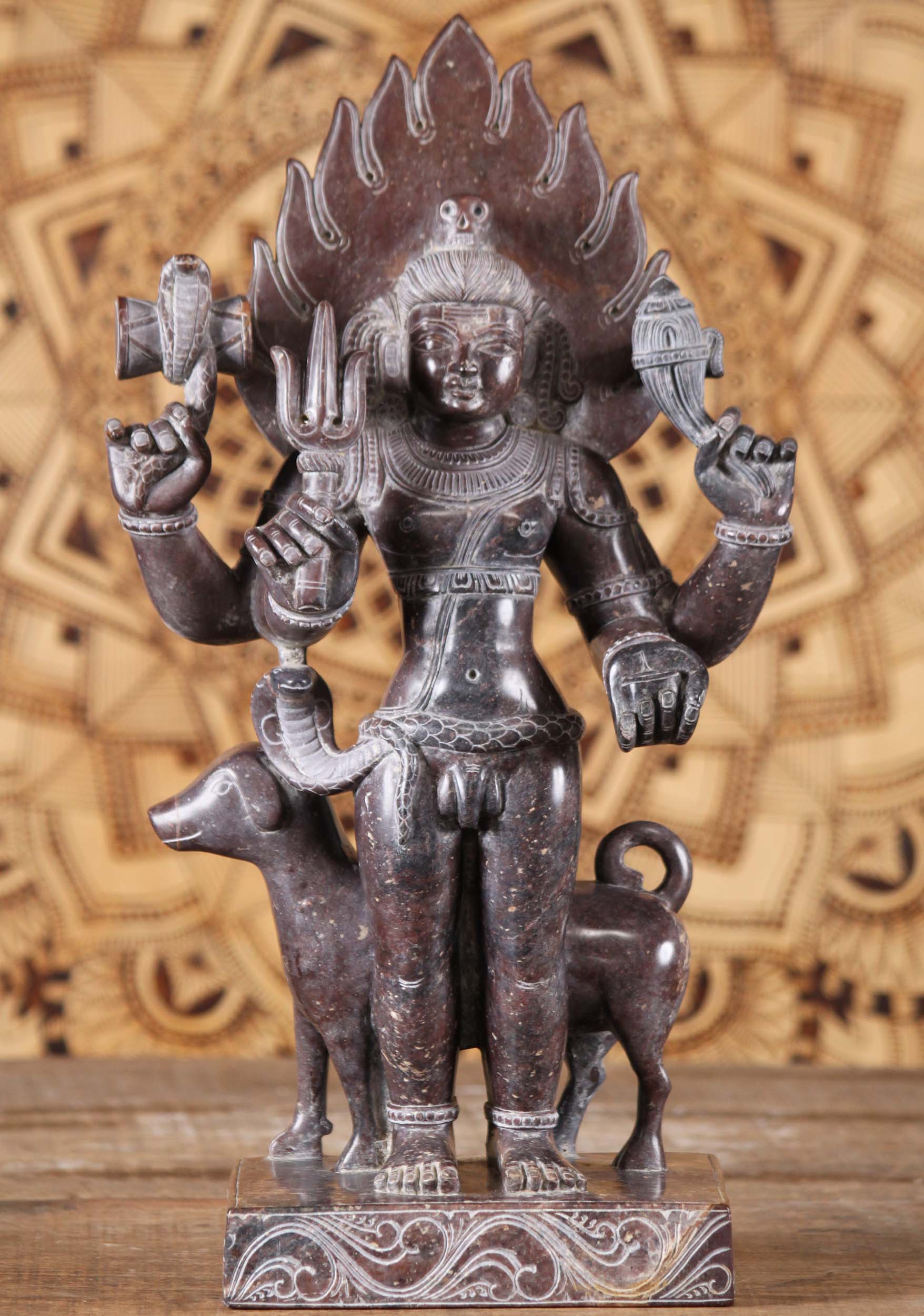 Black Marble Shiva as Lord Bhairava Statue 17"
