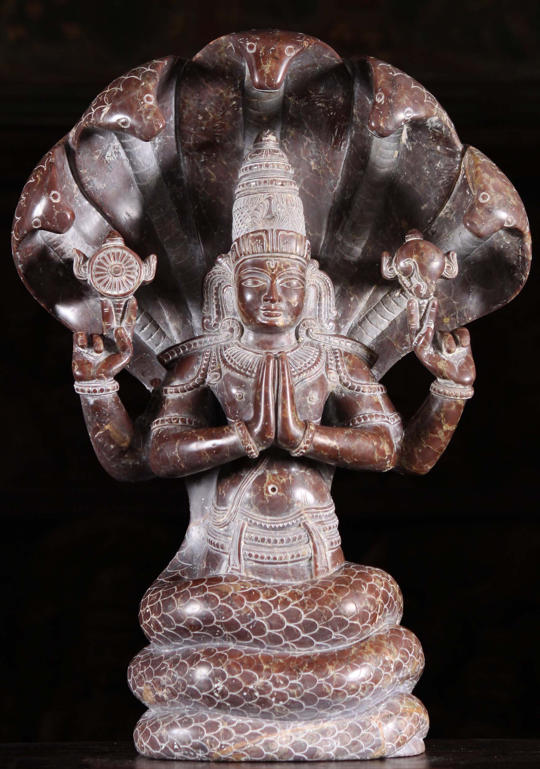 SOLD Black Marble Namaste Patanjali  Statue 16 93bm17 