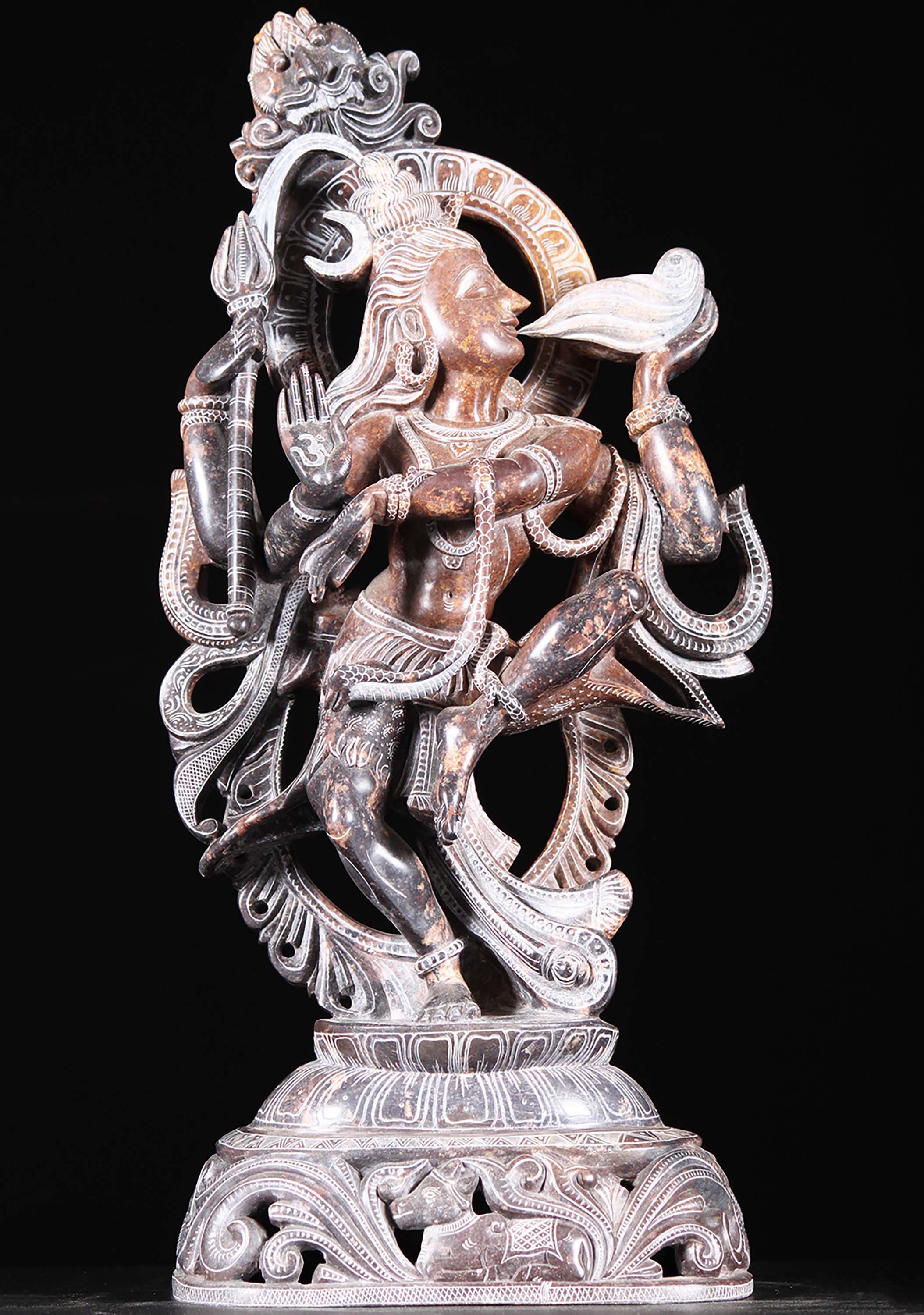 Black Marble Shiva Drinking Poison Statue 22"