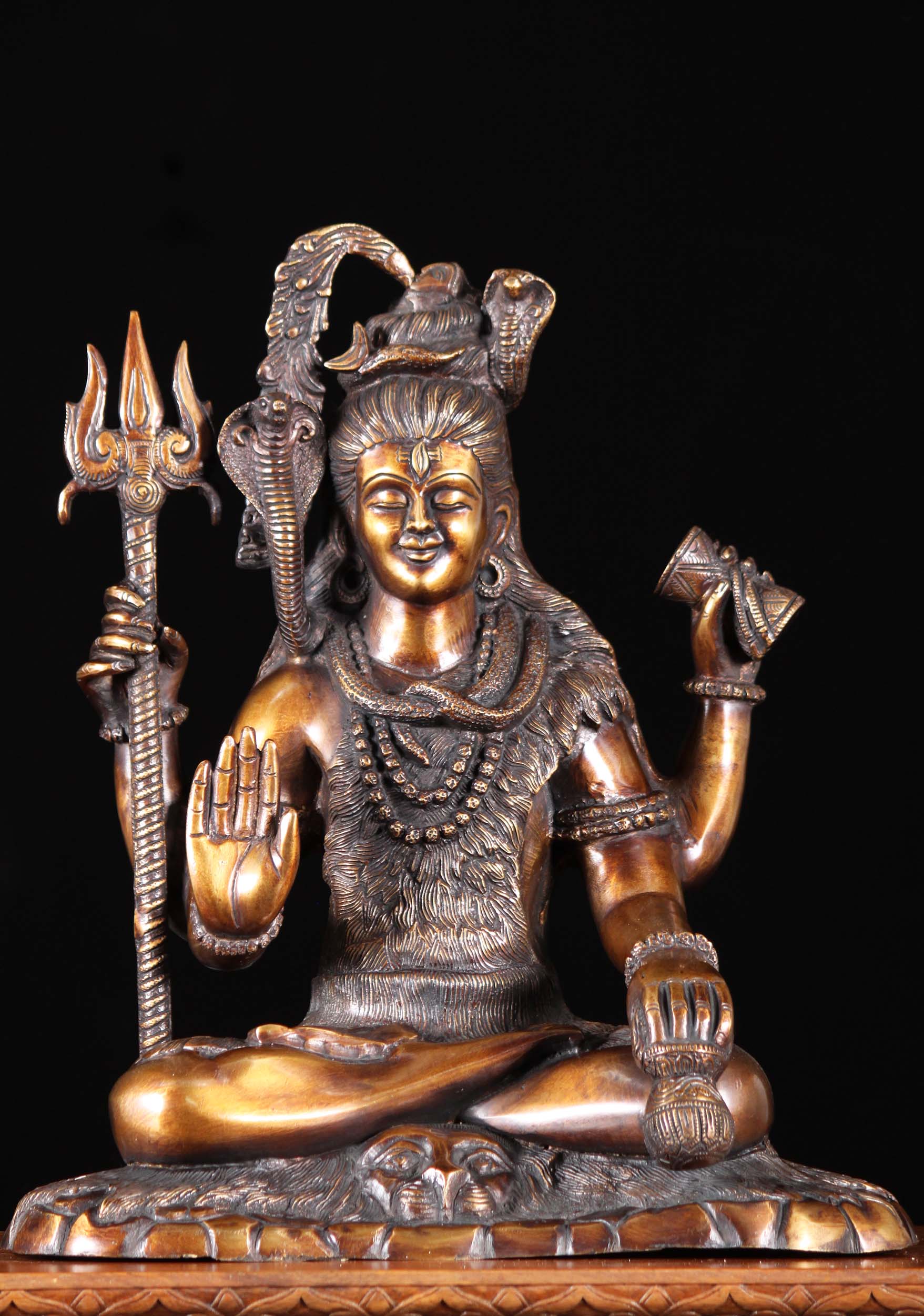 Sold Brass Shiva Statue Holding Trident And Kamandalu 15 89bs28