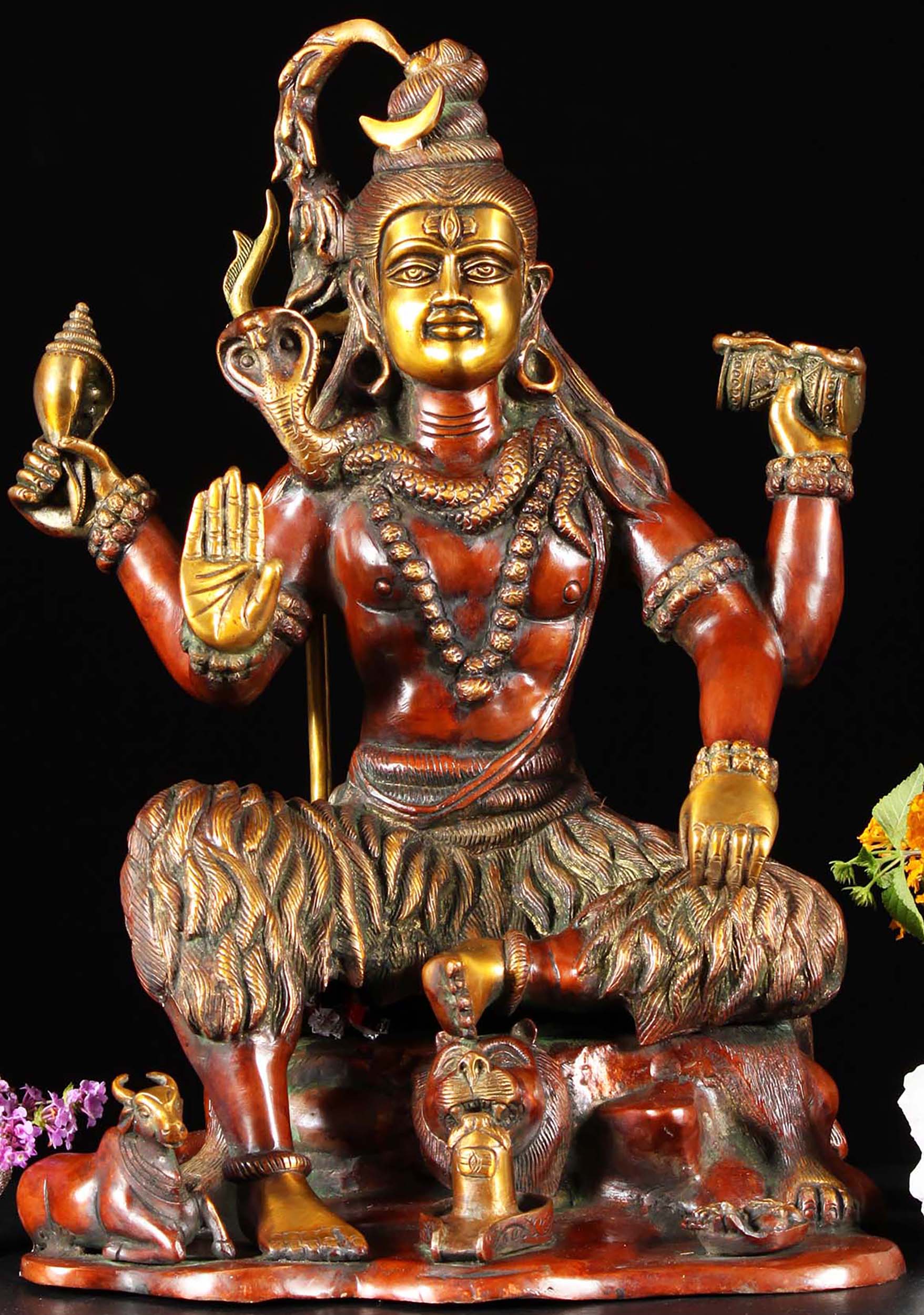 Brass Hindu God Lord Shiva Siva Holding Trishul Statue 4 Handcrafted