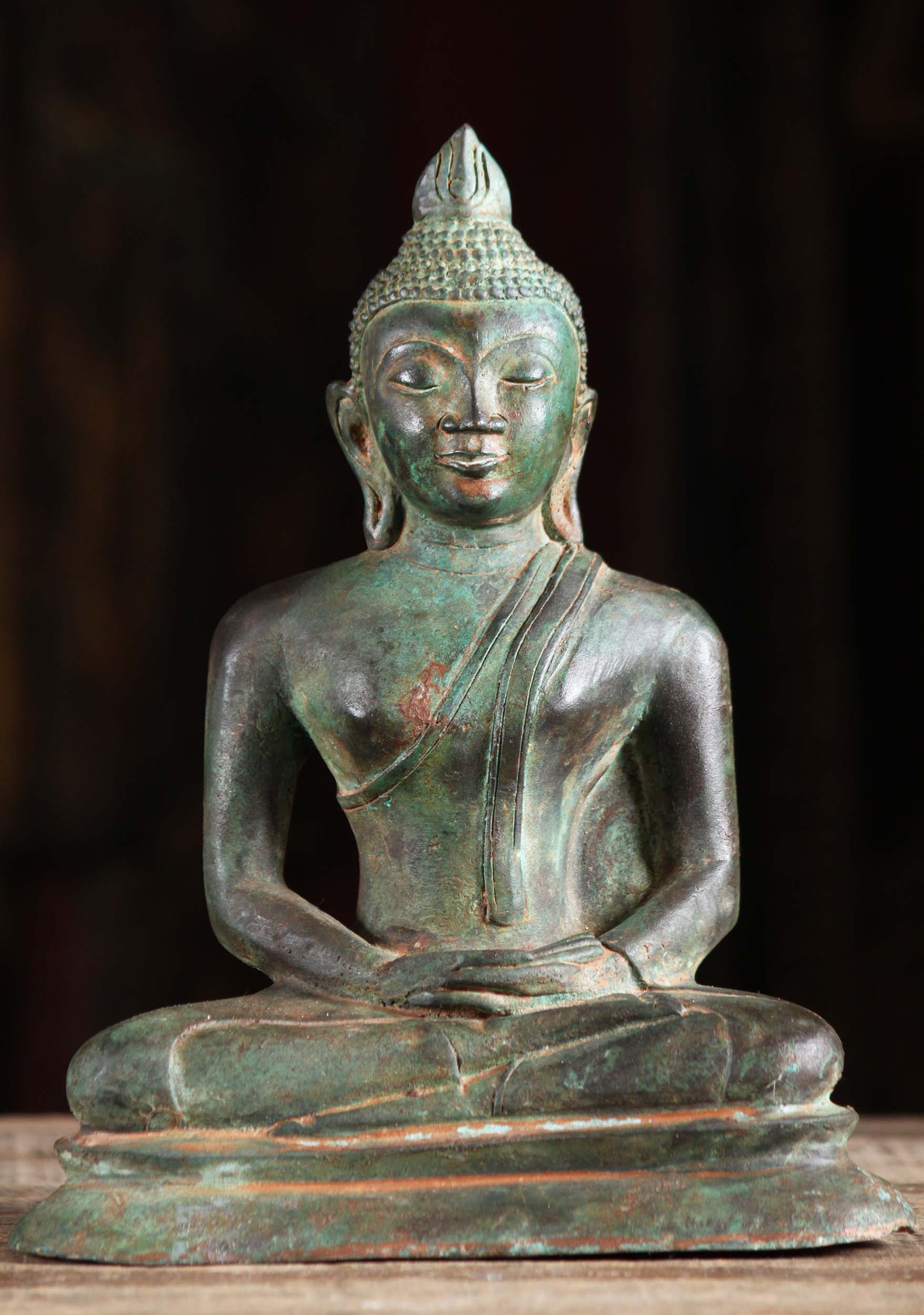 Brass Meditating Sri Lanka Buddha Statue 9"
