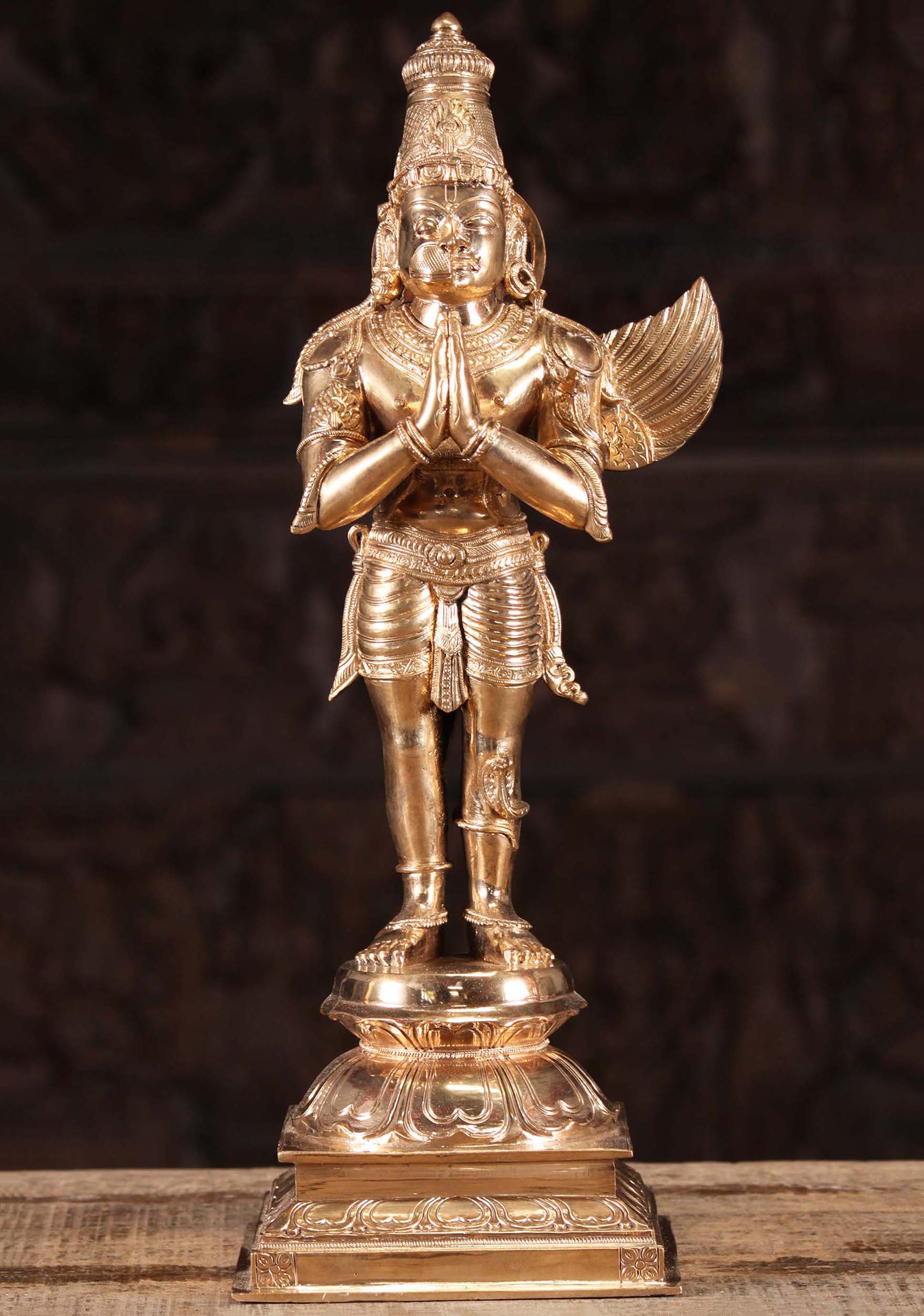 Half Garuda Half Hanuman Joined Together as 1 in Anjali Mudra Polished Bronze Statue of  18"