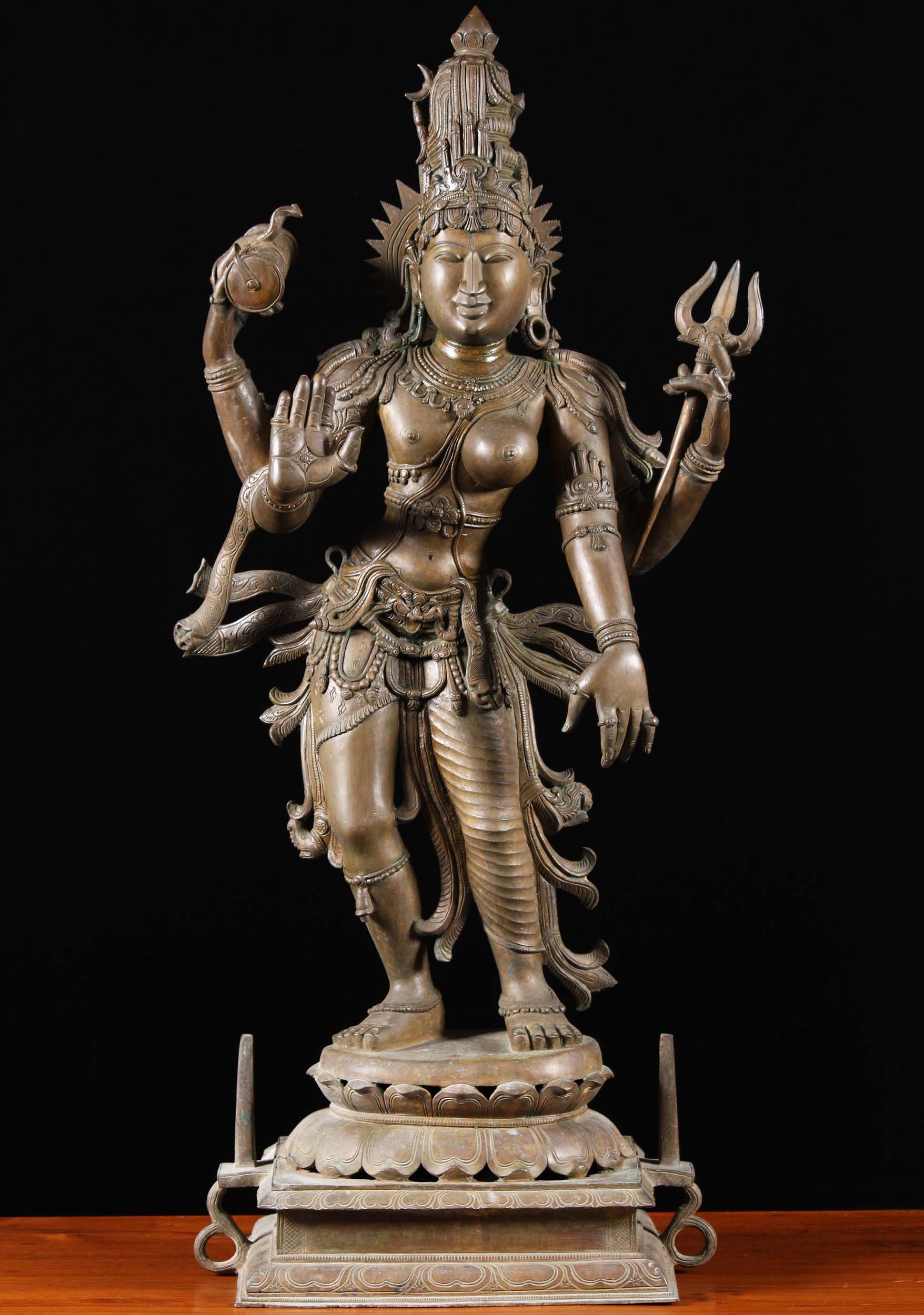 Bronze Shiva as Lord Ardhanari Sculpture 39"