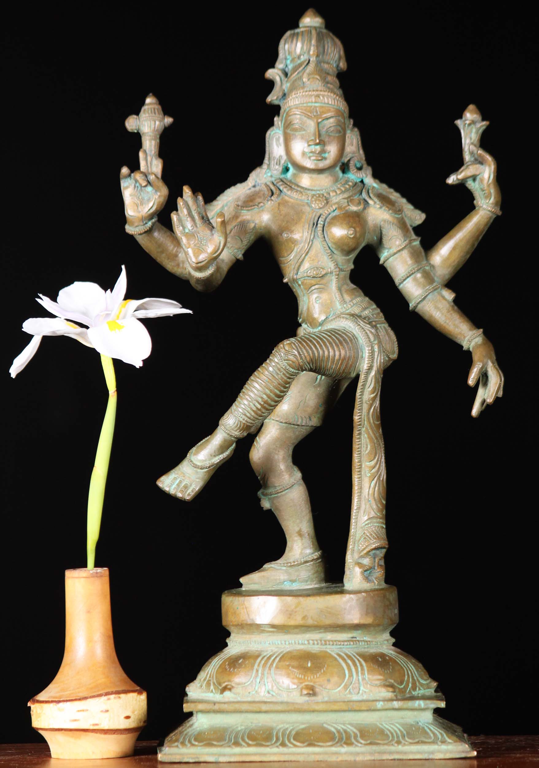 Bronze Dancing Shiva as Ardhanari Statue 12"