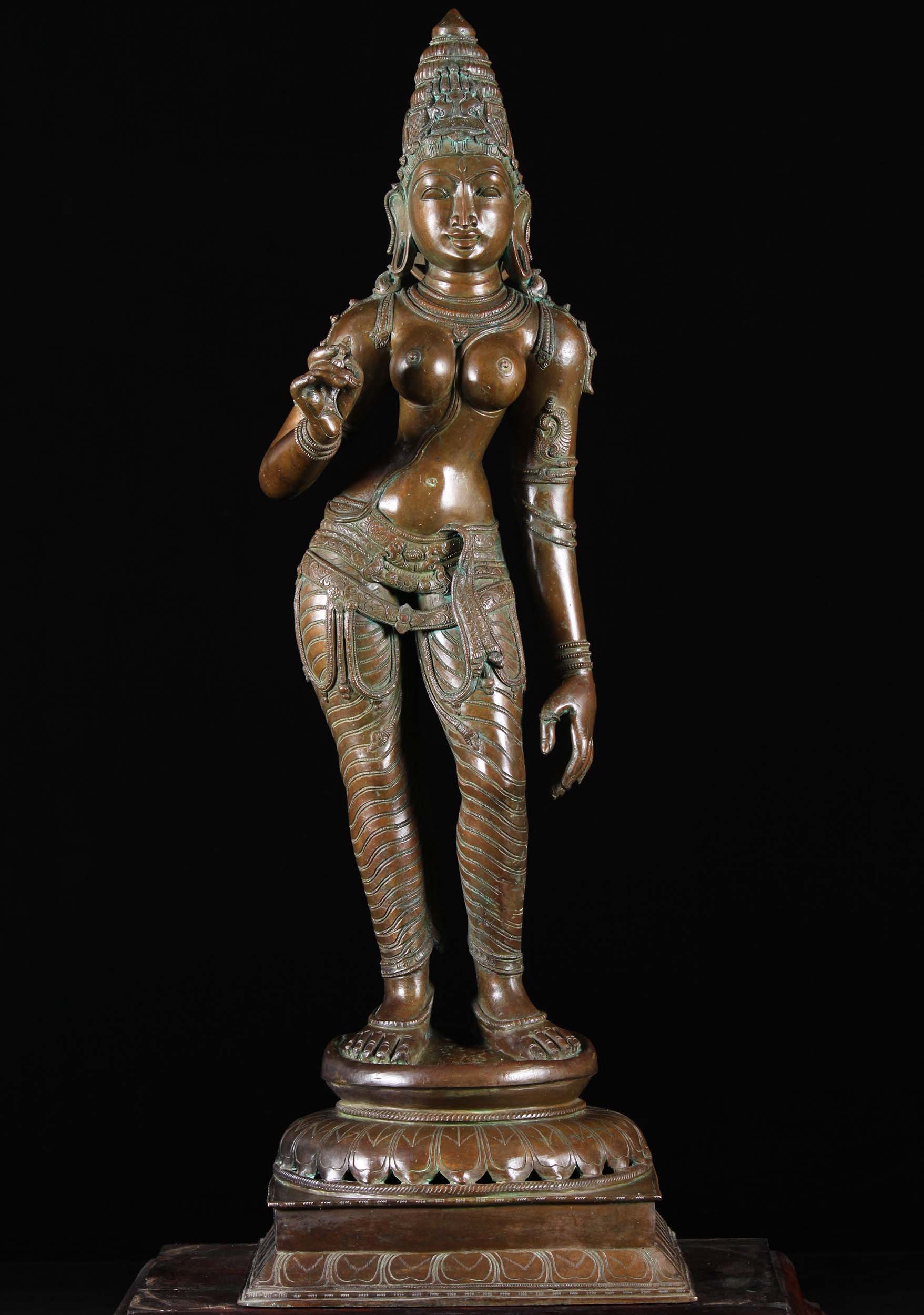 Bronze Hindu Goddess Parvati Statue 41"