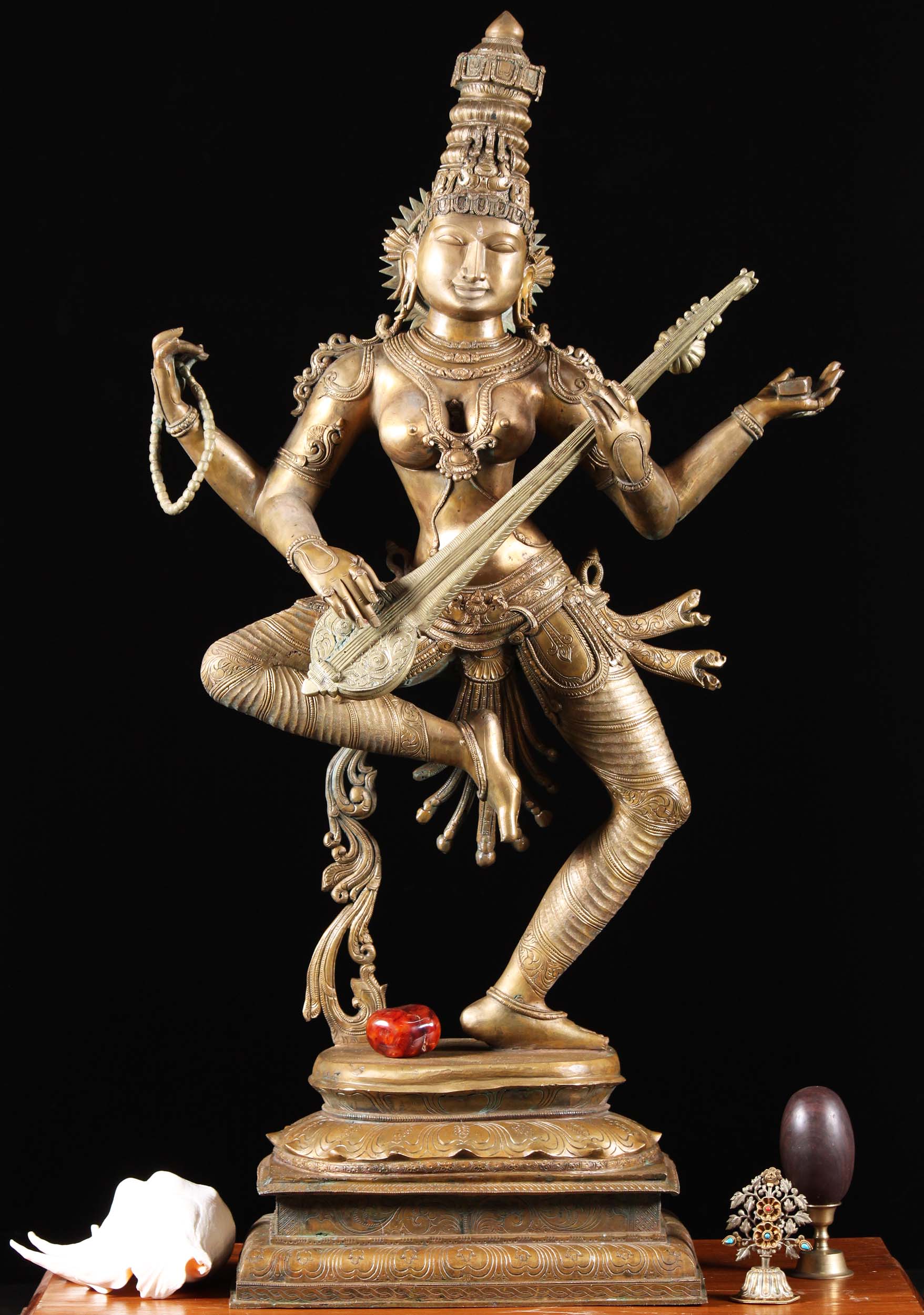 Bronze Large Dancing Saraswati Statue 48"