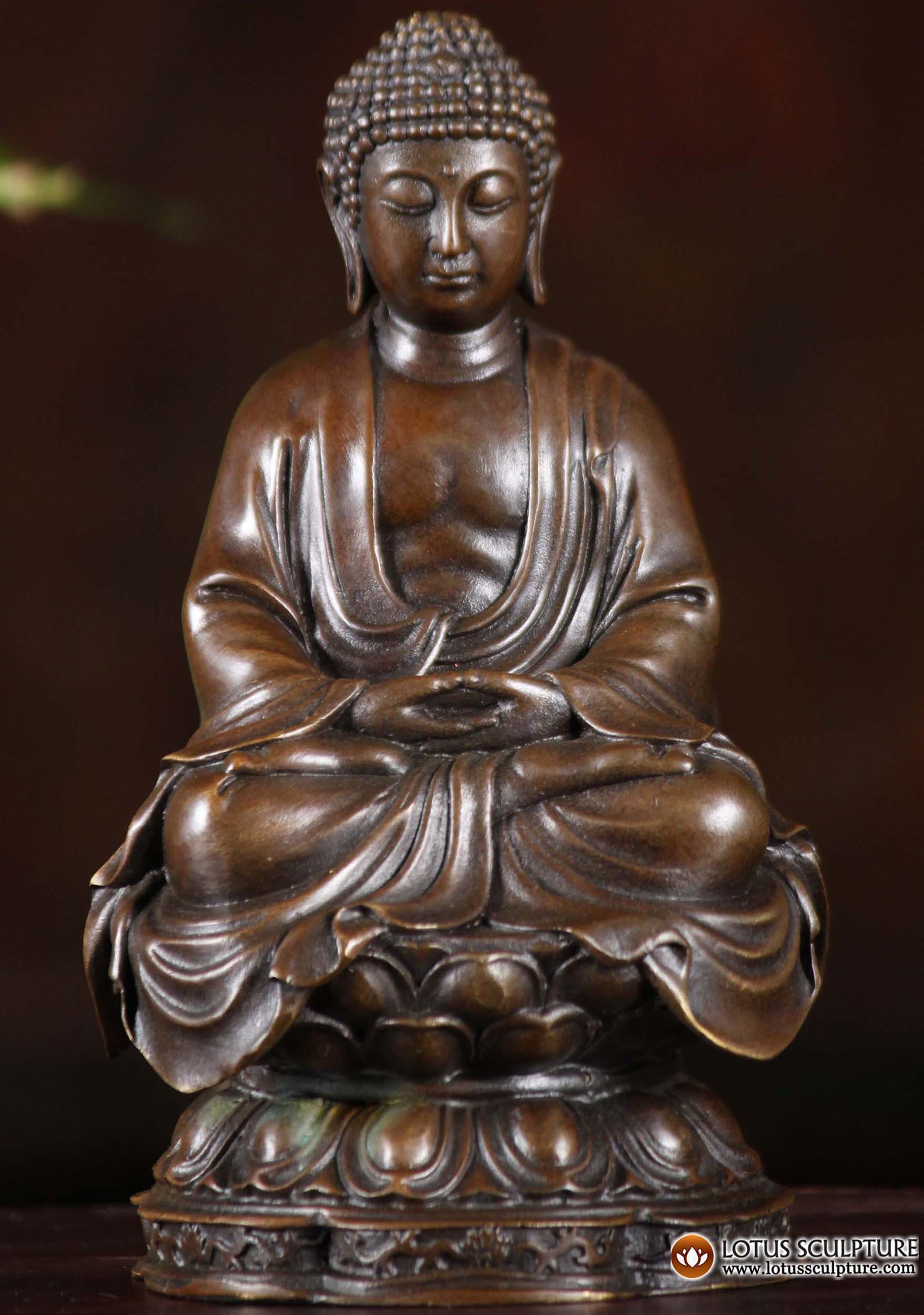 SOLD Bronze Meditating Buddha Seated in Padmasana or Full Lotus Pose on ...