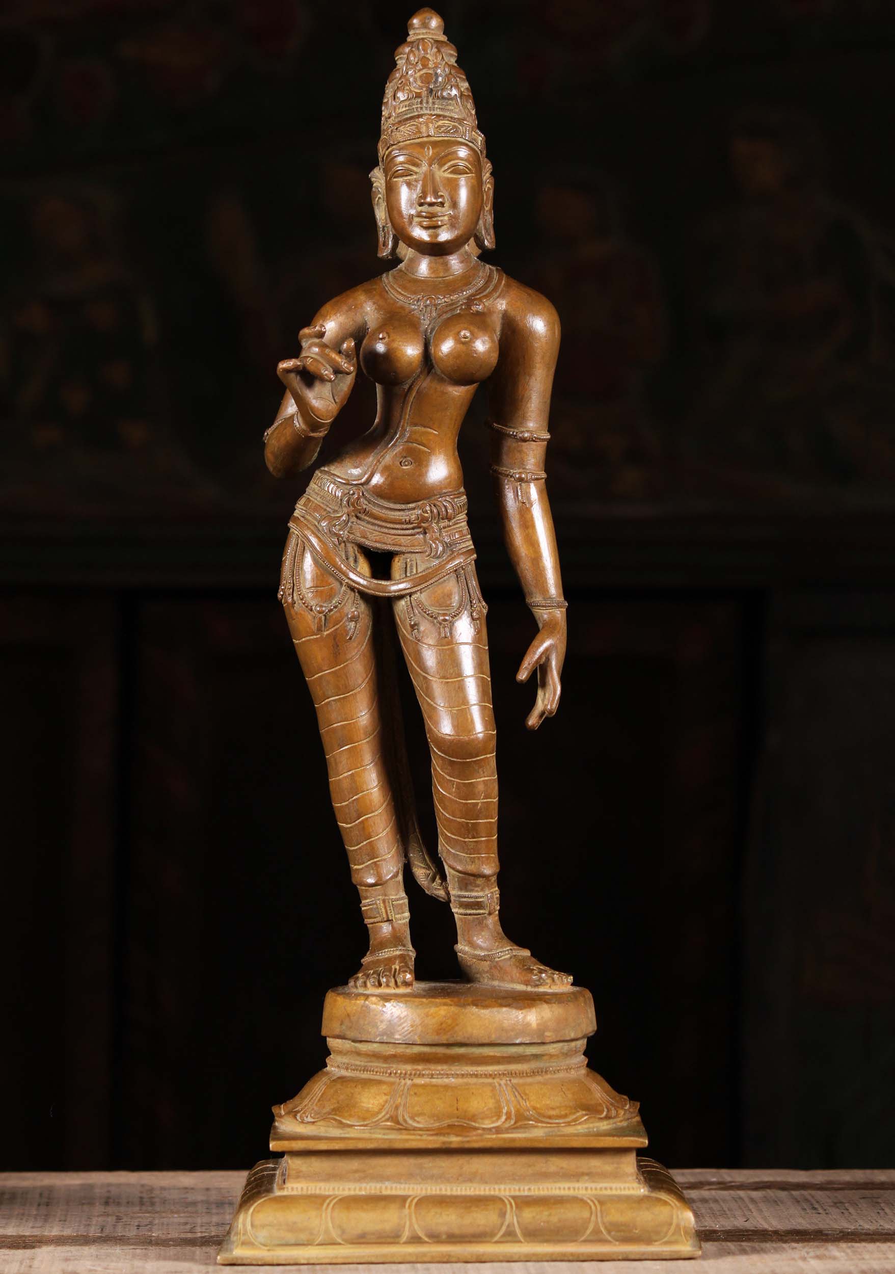 Bronze Parvati As Shivakami Sculpture 16"