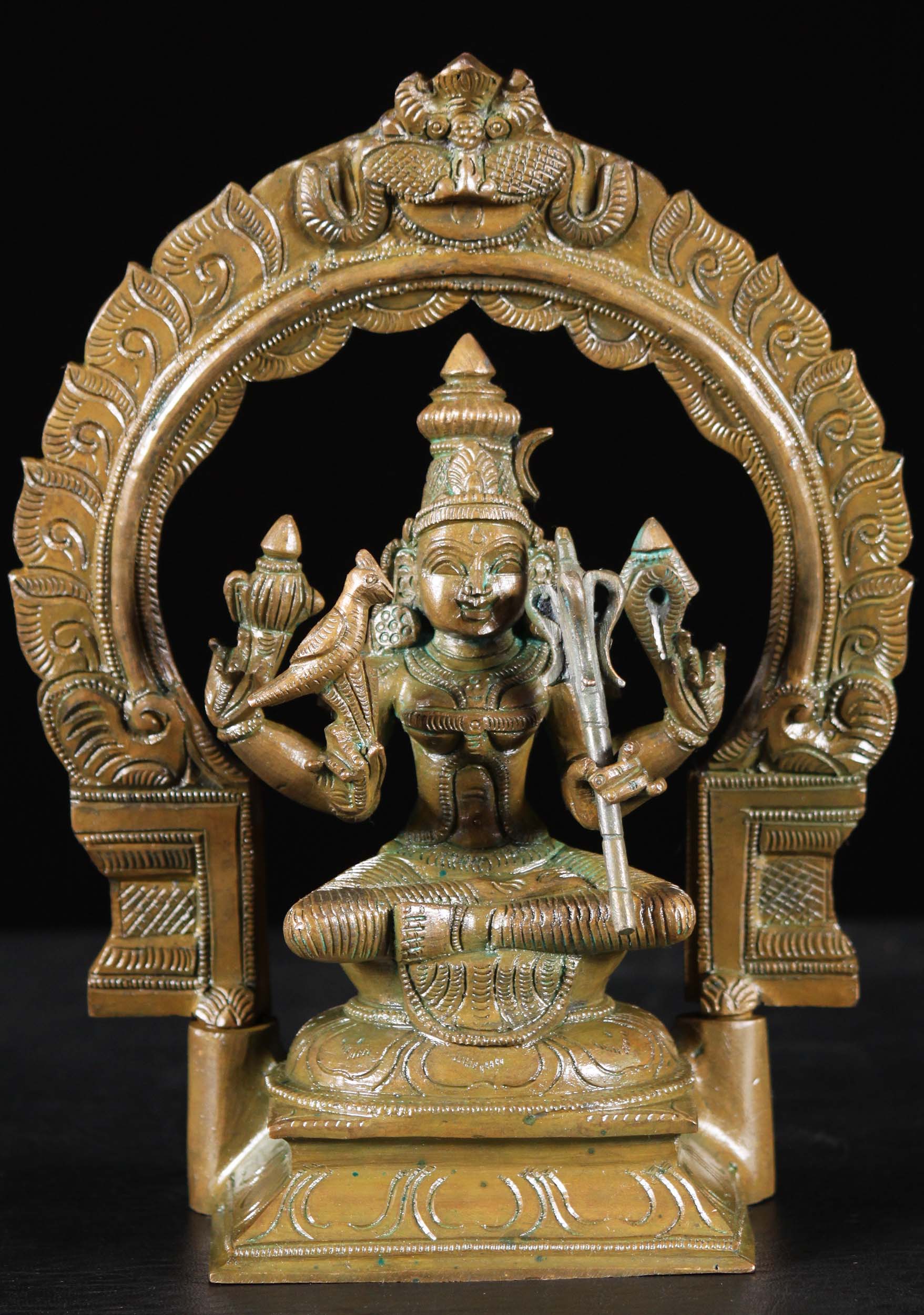 Bronze Kamakshi Hindu Goddess Statue 9"