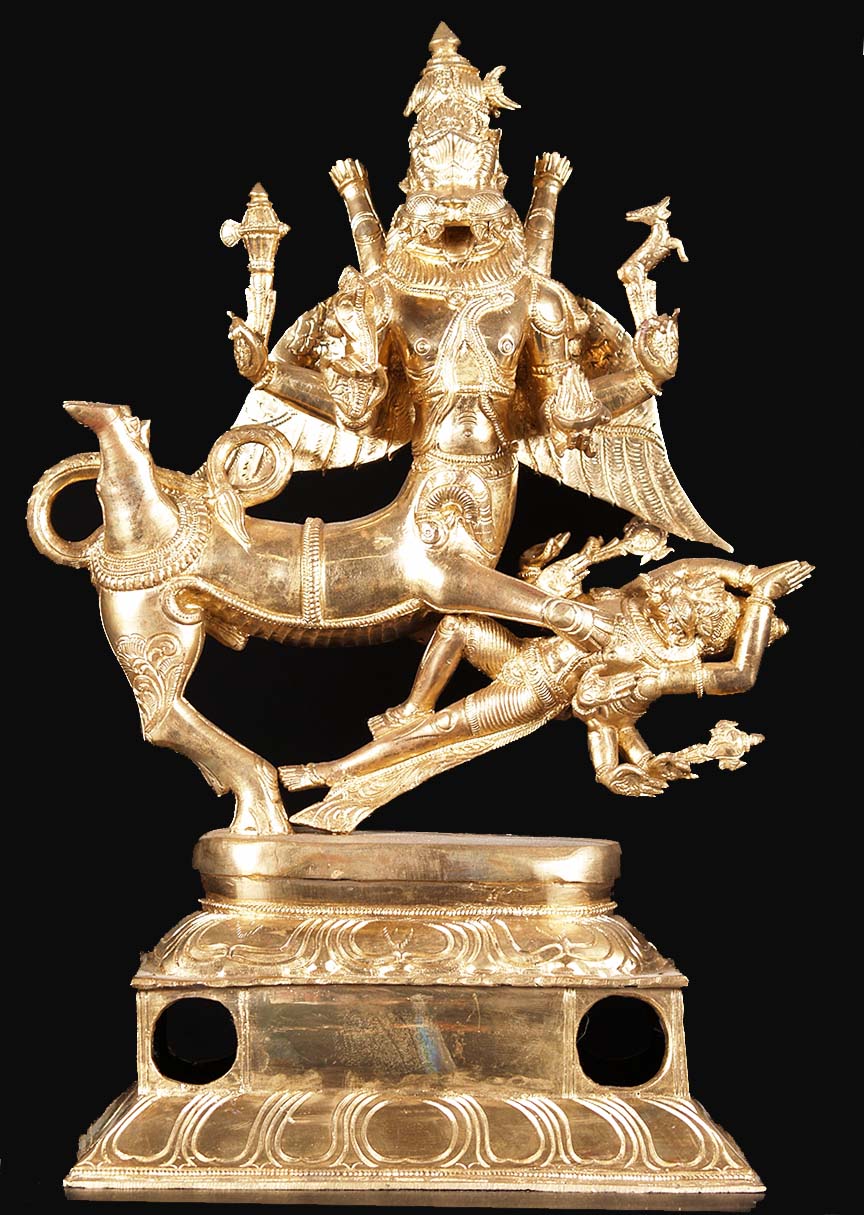 SOLD Bronze Sarabeswarar Statue 15.5"