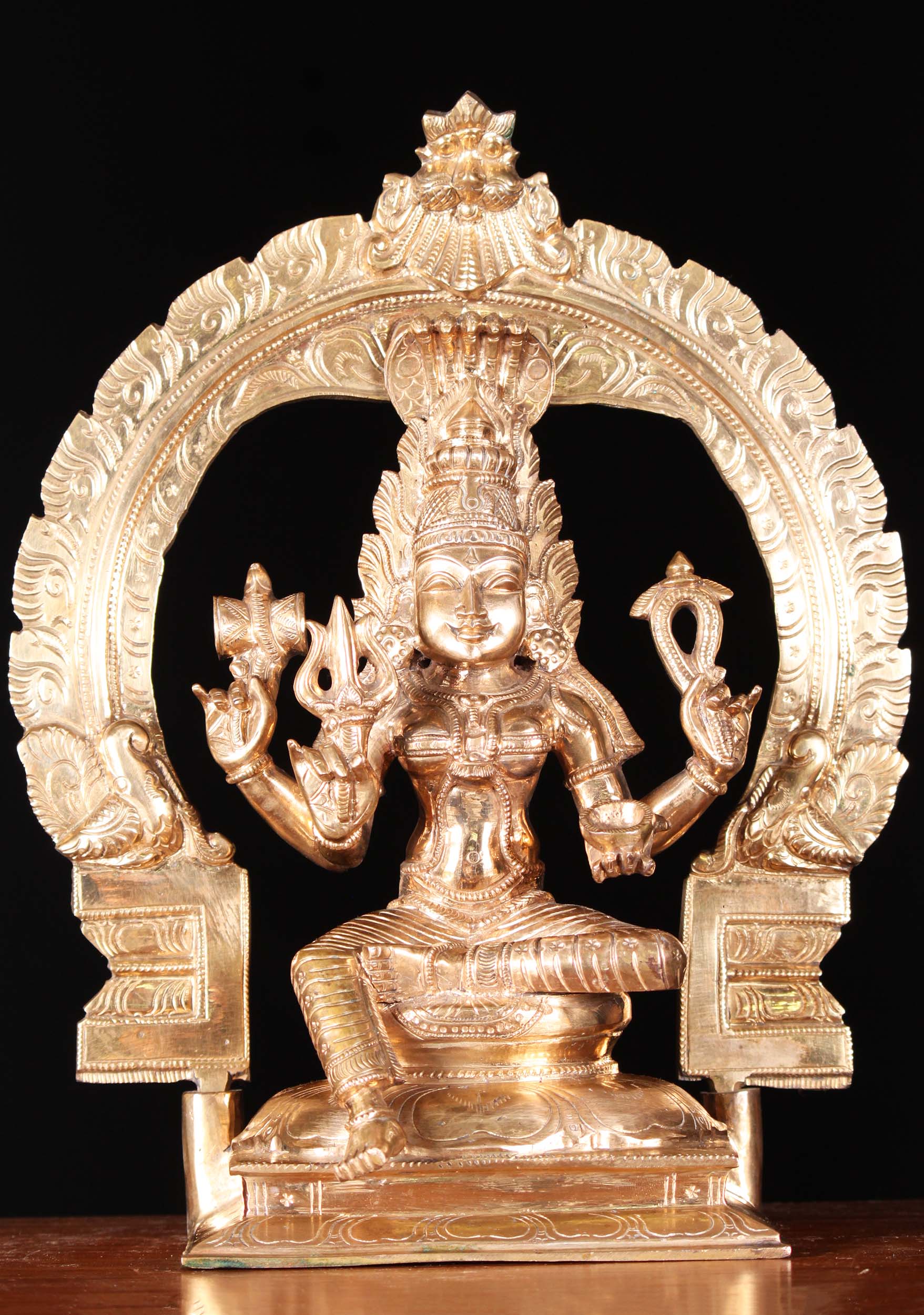 Bronze Shakti Mariamman Seated With Arch 13"