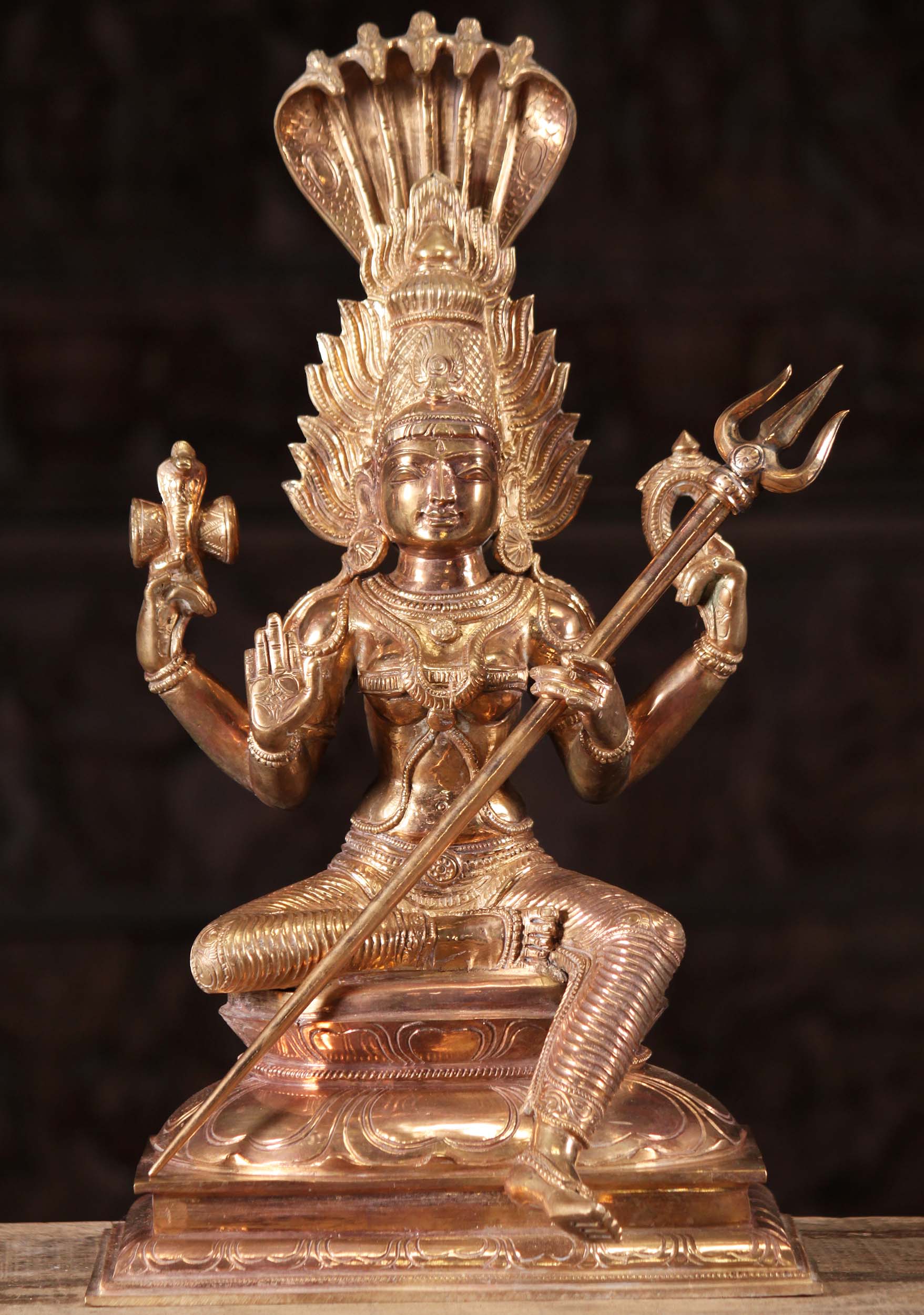 SOLD Bronze Shakti Mariamman Holding Trident 18&quot; (#118b6): Hindu Gods