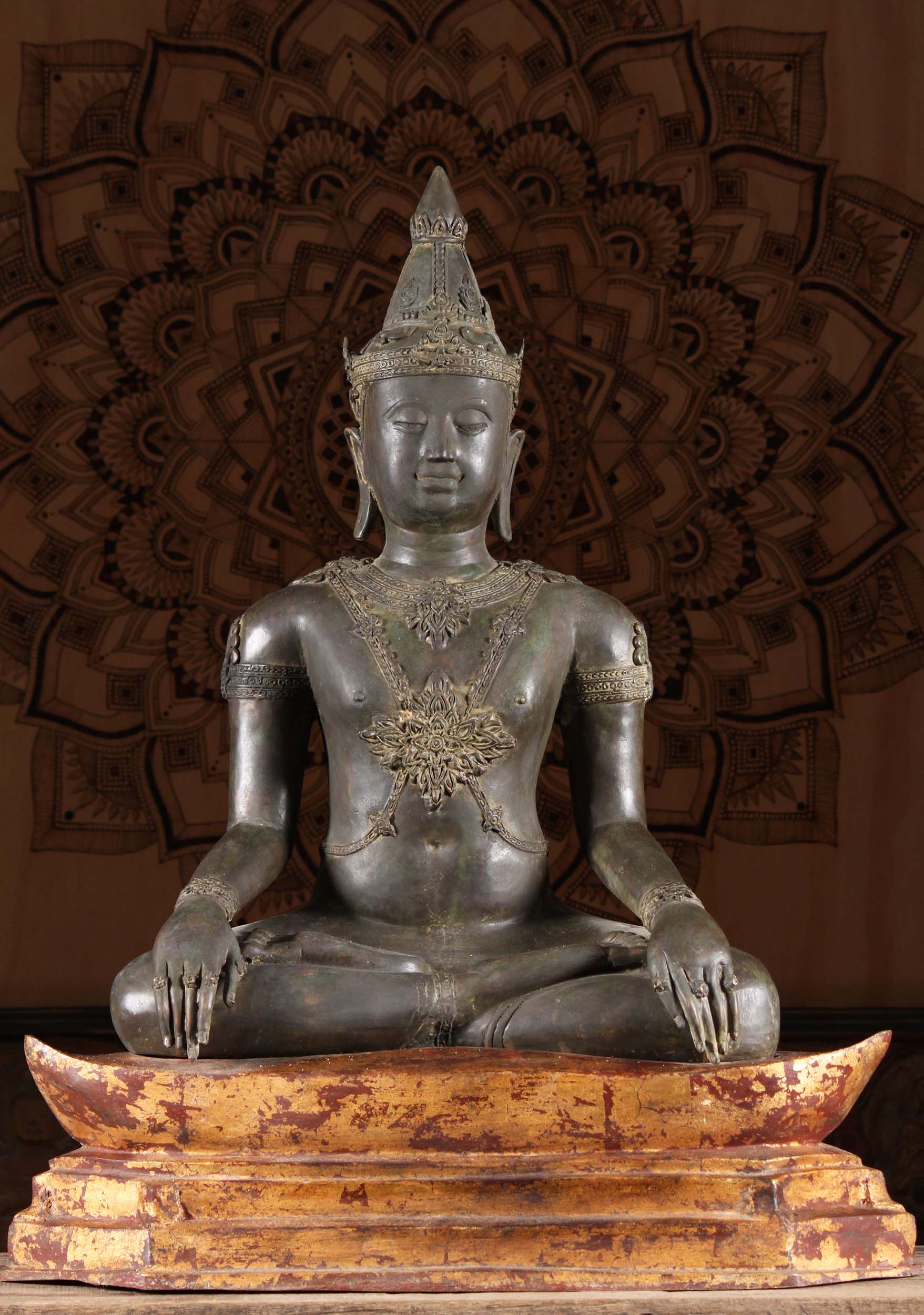 Brass Thai Buddha Peaceful Abiding Meditation 34"