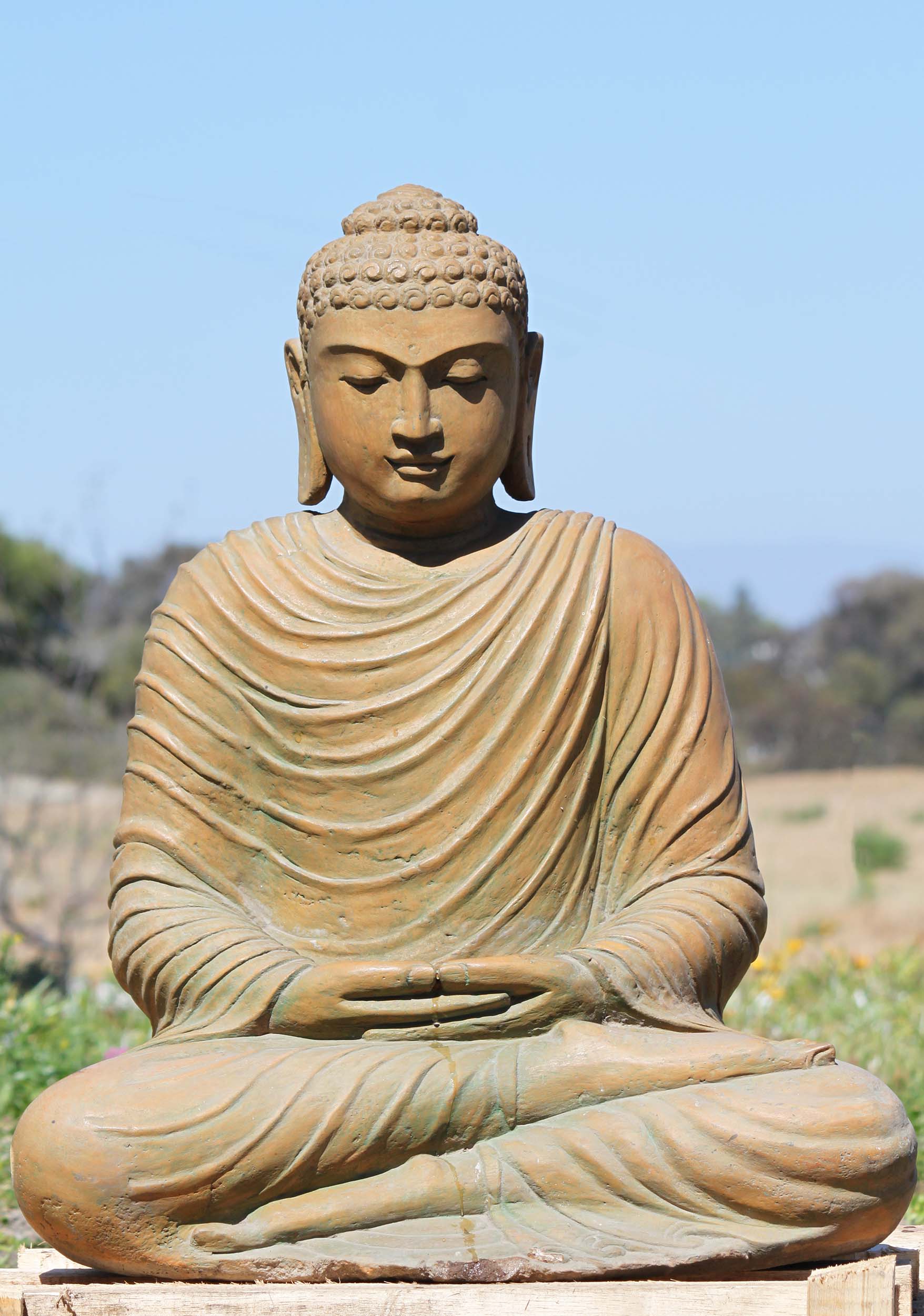 SOLD Stone Japanese Meditating Buddha Sculpture 28" (#105ls477): Hindu ...