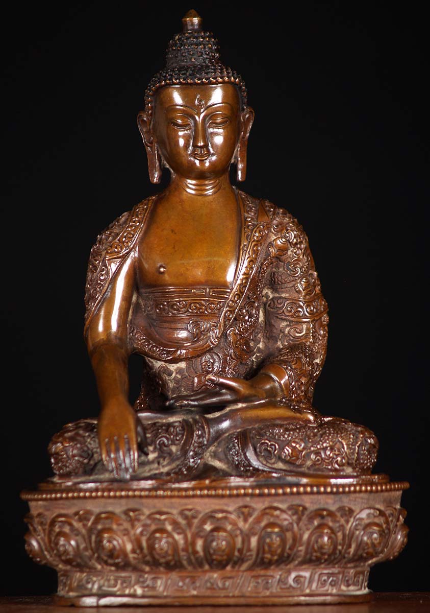 Nepali Buddha Touching Earth Sculpture 9"