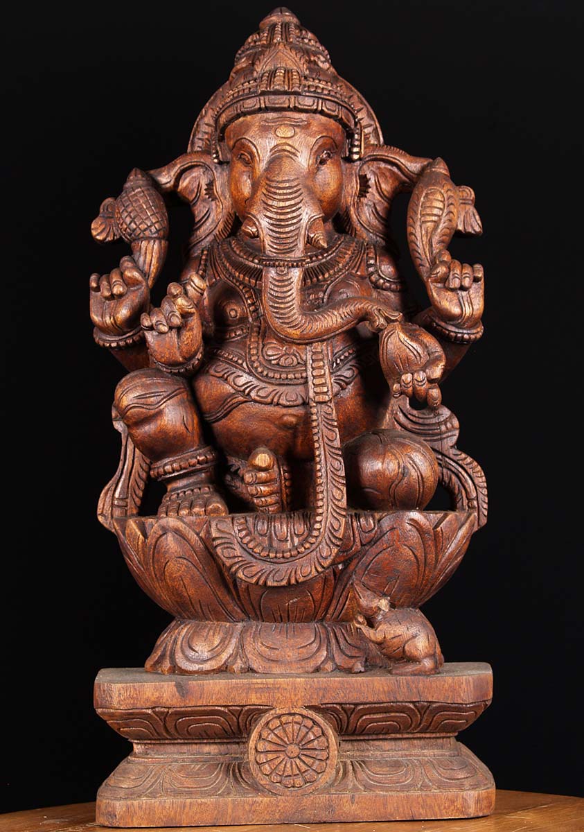 Wooden Ganesha Carving 24"