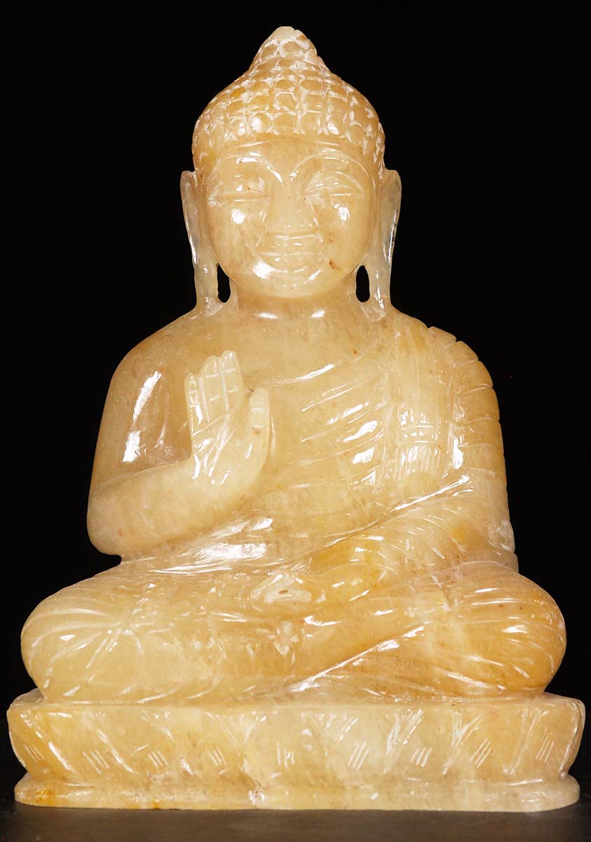 Orange Crystal Statue Buddha 8"