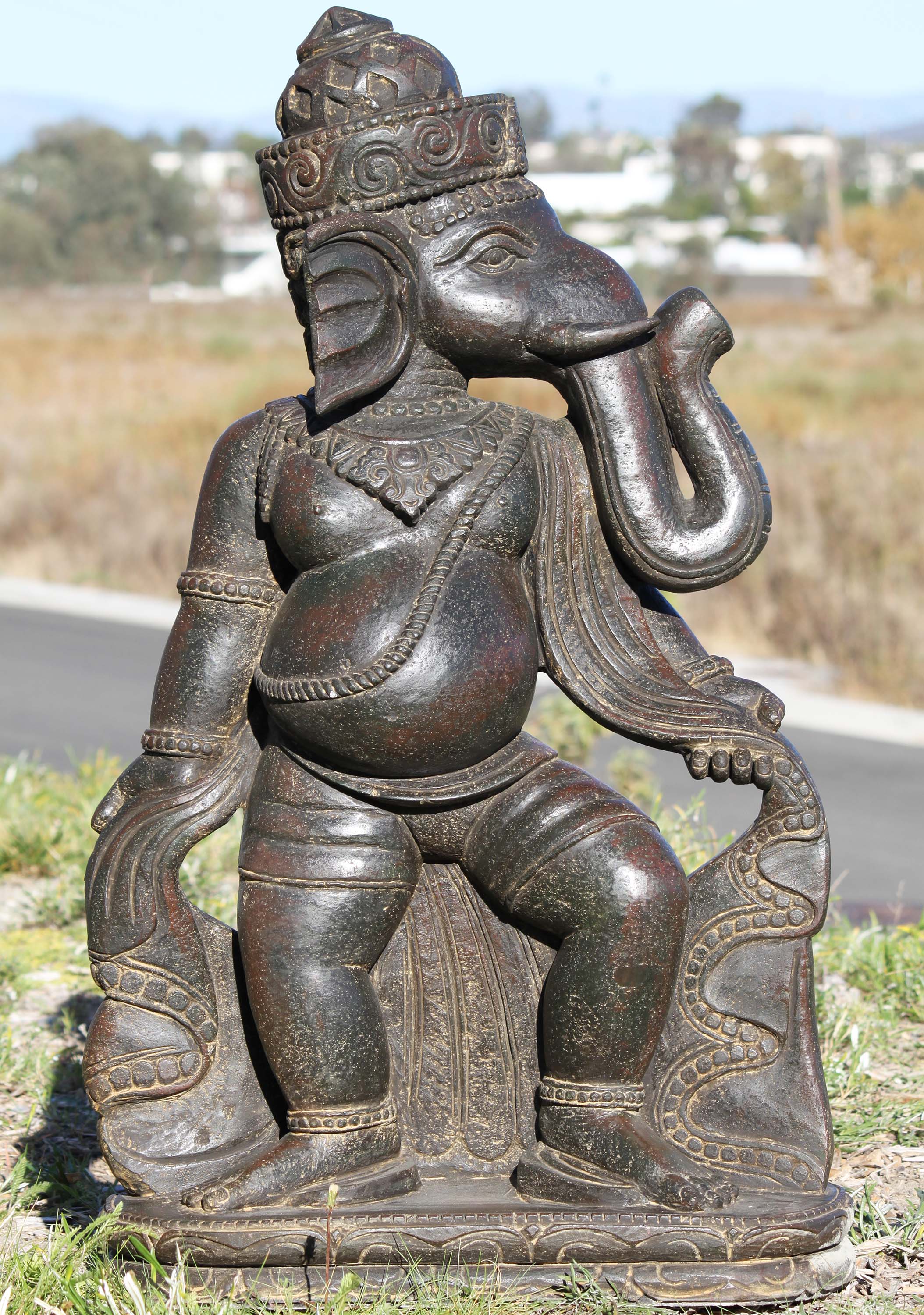 Stone Dancing Ganesha Garden Statue 42"