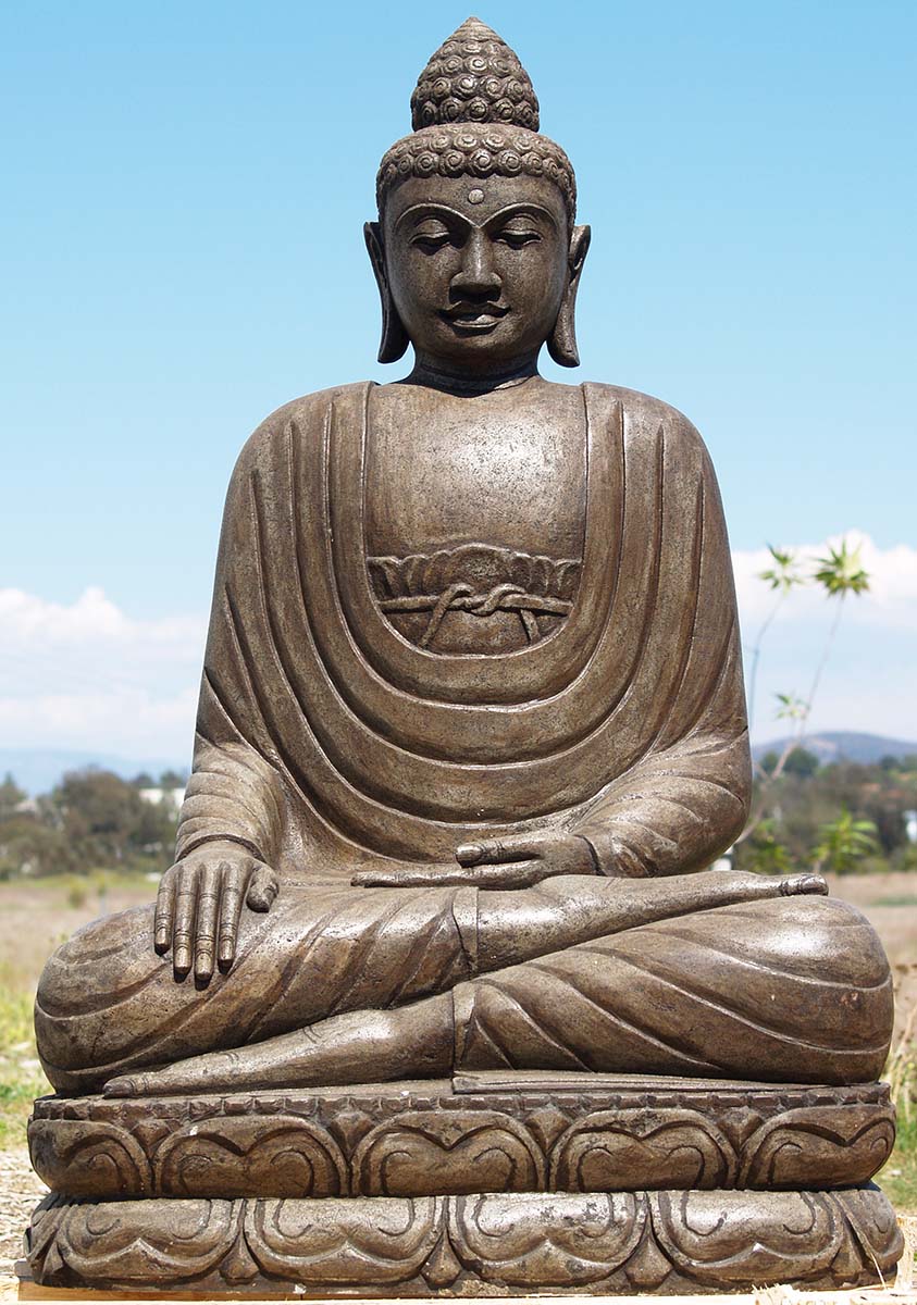 Stone Earth Touching Buddha Statue 42"