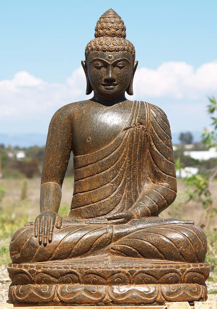 SOLD Earth Touching Stone Buddha Statue 32