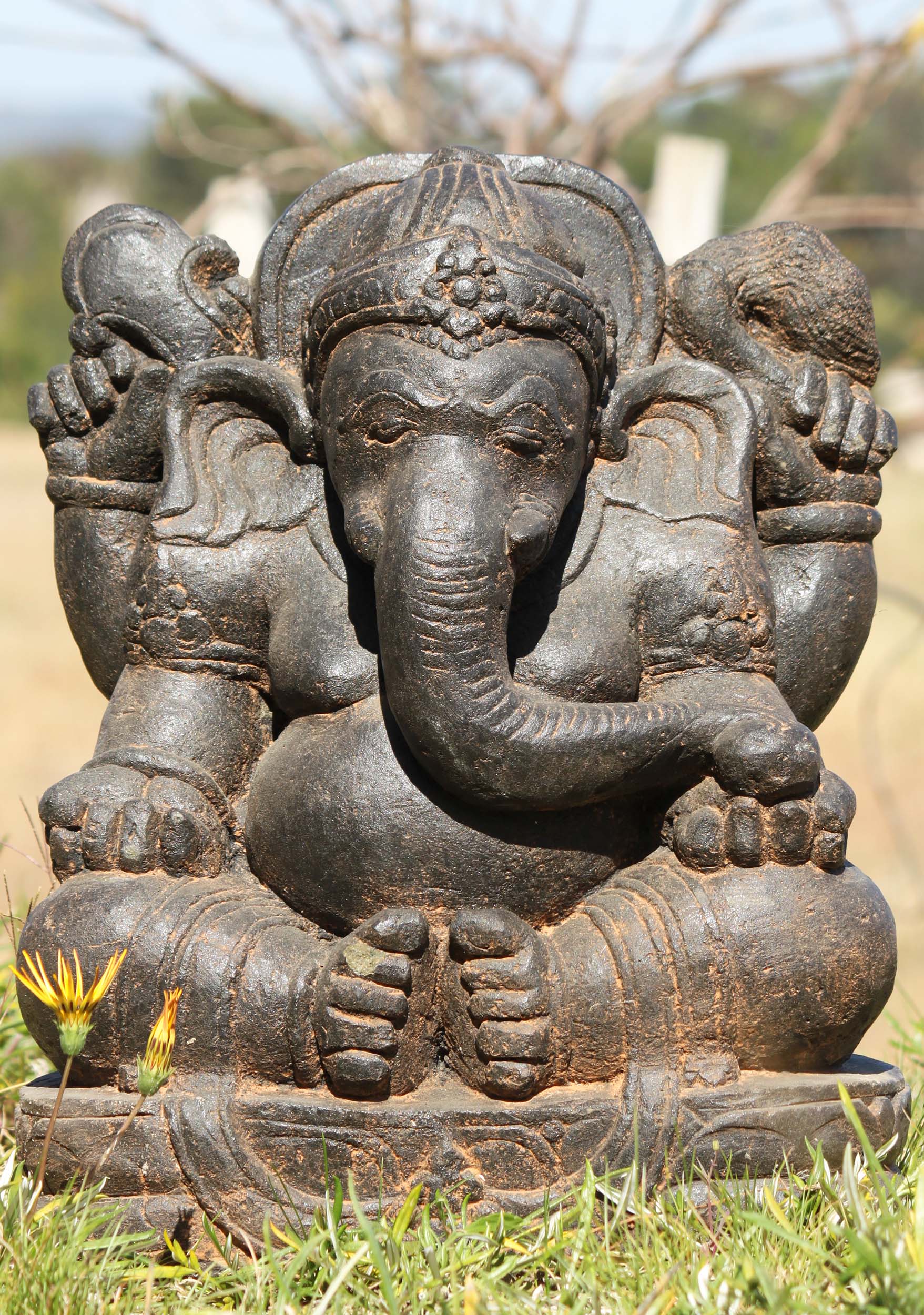 Stone Small Garden Ganesh Sculpture 18"