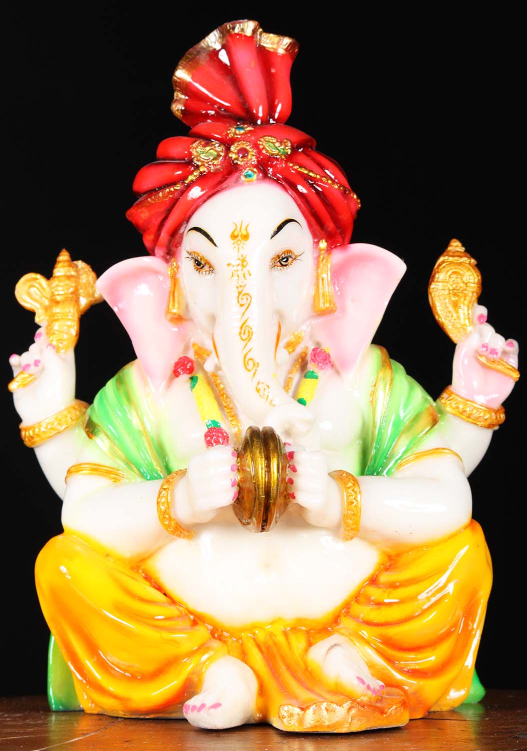 Fiberglass Musical Ganesha Statue Playing Cymbals Affordable Idol 12"
