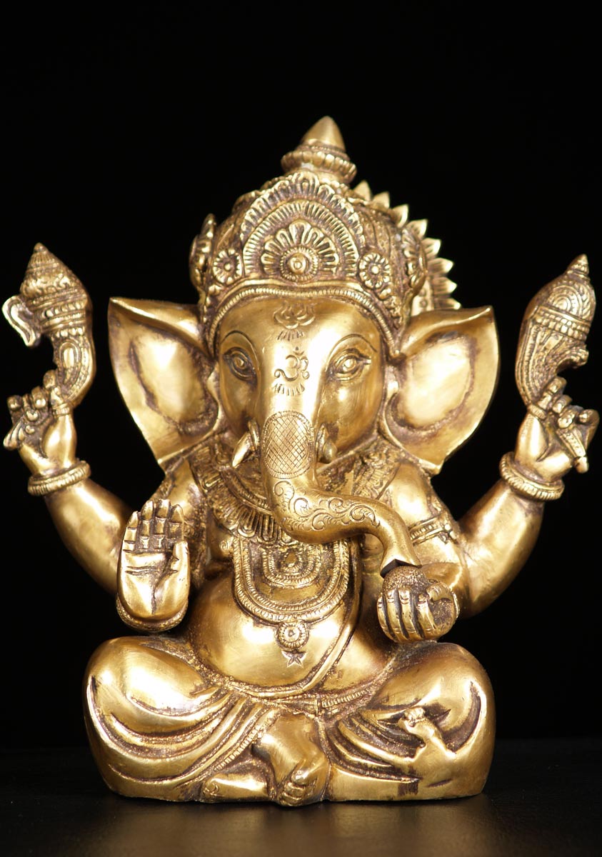 Brass Ganesh with Big Ears 9"