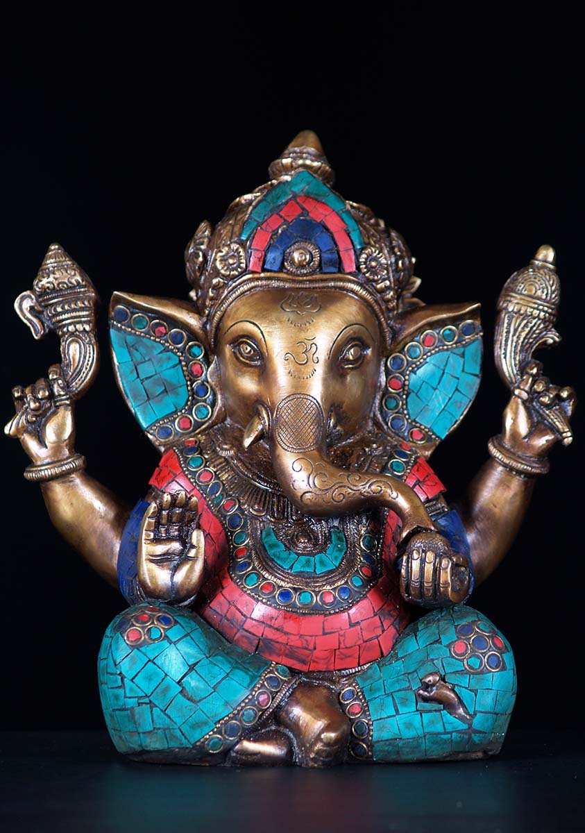 SOLD Colorful Ganesh Statue With Stones 9