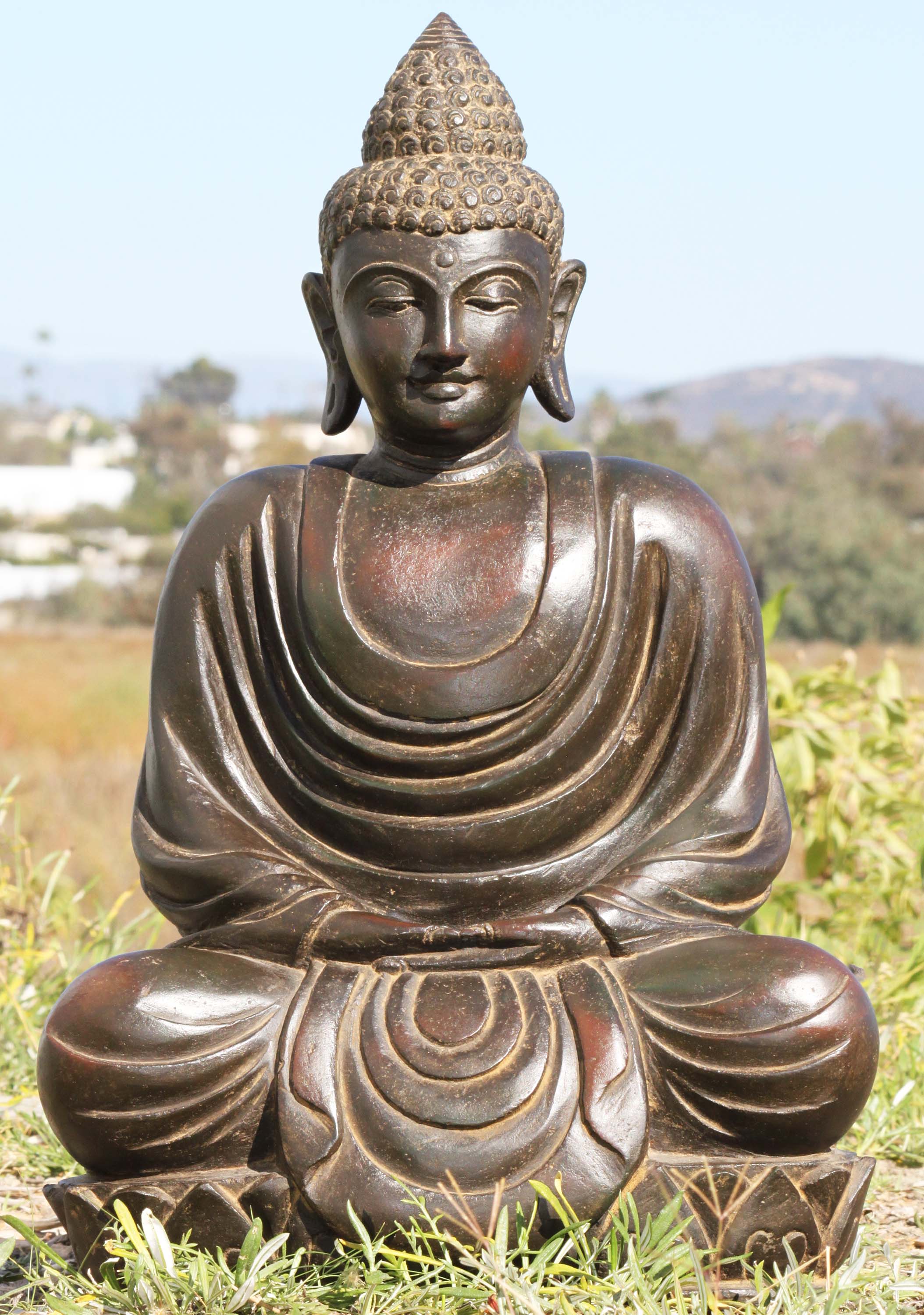 Stone Garden Meditating Buddha Statue 25"