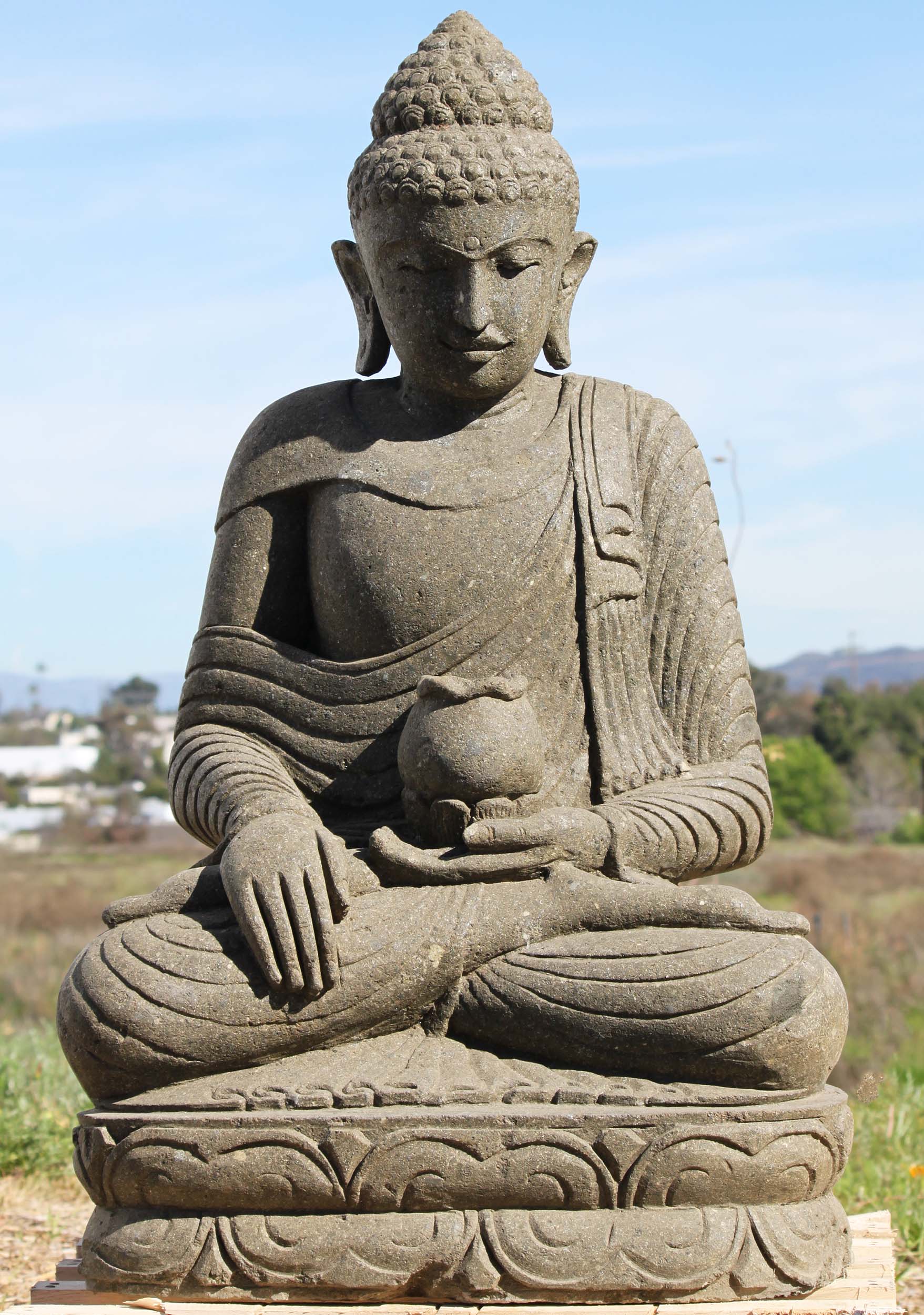 Stone Garden  Buddha Statue Holding Alms Bowl 41"