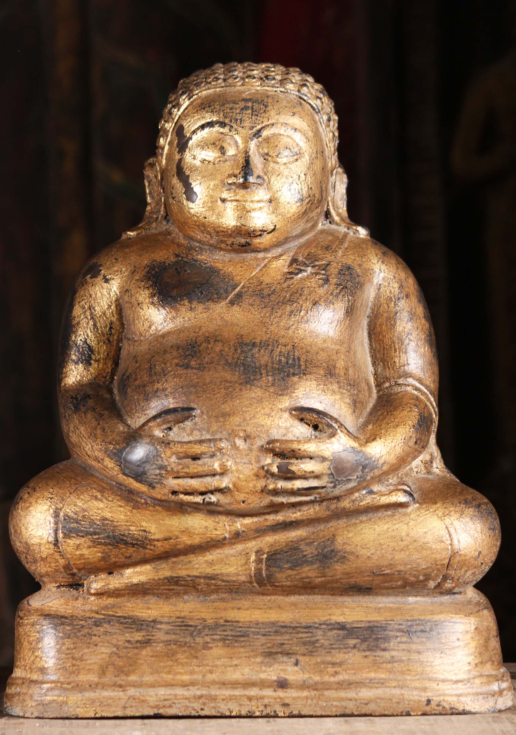 SOLD Gold Leaf Fat And Happy Buddha Statue 13"